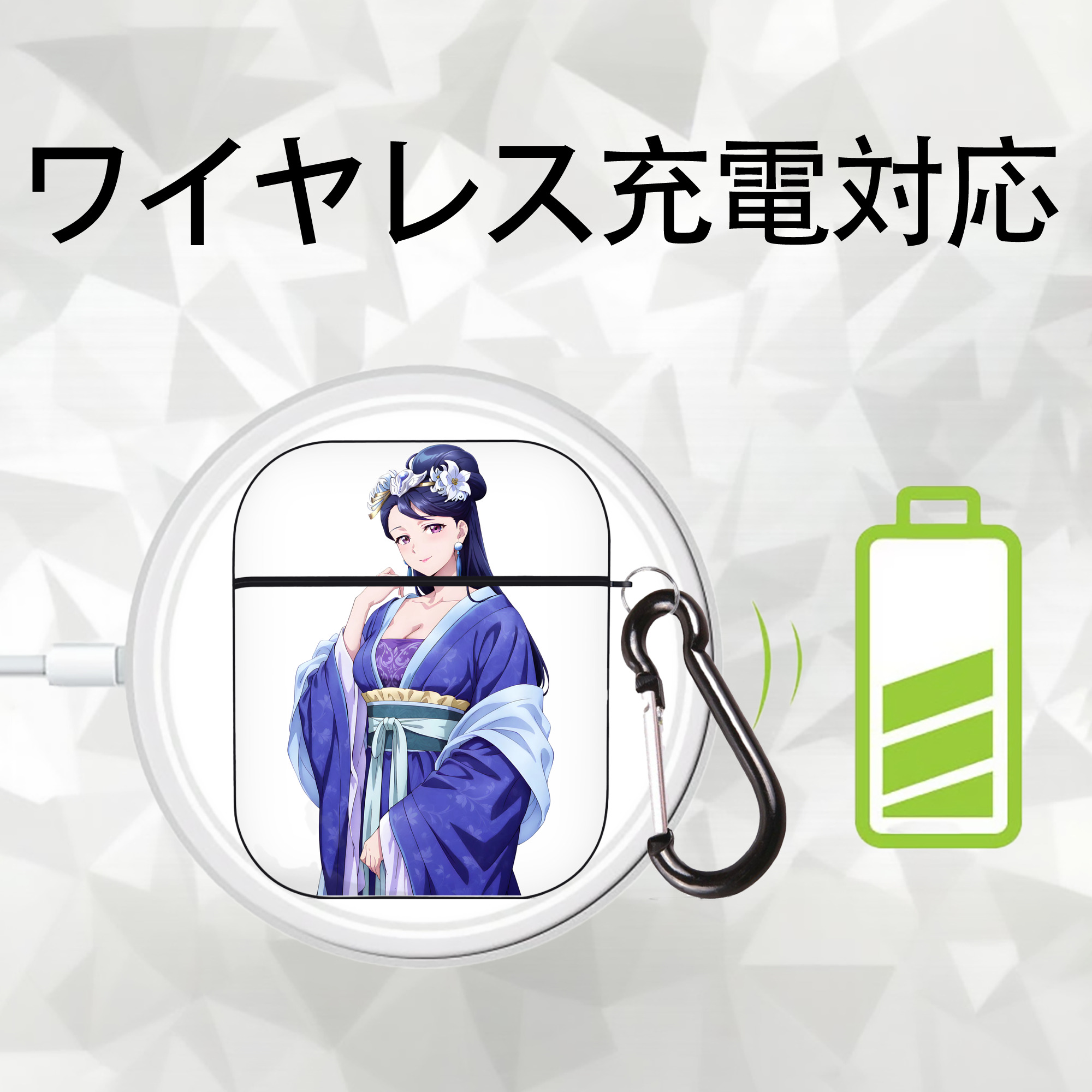 薬屋のひとりごと The Apothecary Diaries AirPods 第2世代保護ケース ハードシェル ブラック 耐衝撃・防指紋・カラビナ付き