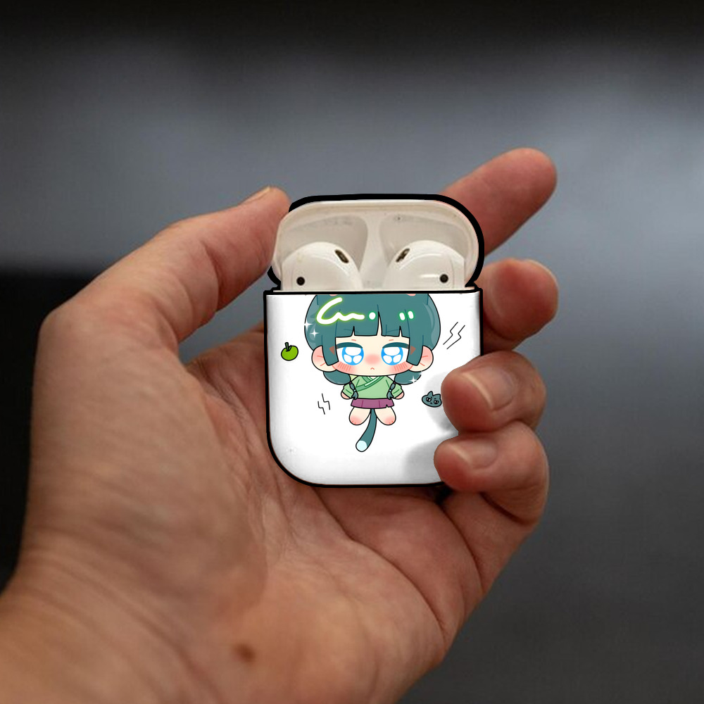 薬屋のひとりごと The Apothecary Diaries AirPods 第2世代保護ケース ハードシェル ブラック 耐衝撃・防指紋・カラビナ付き
