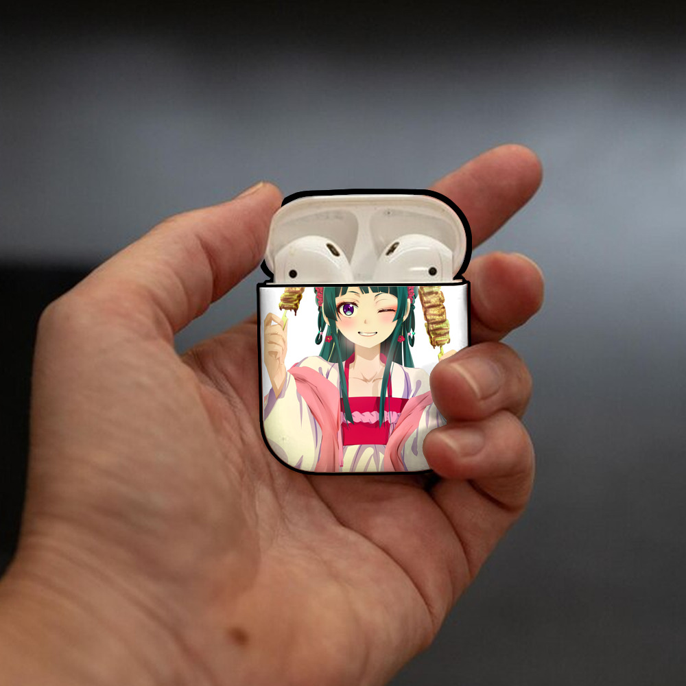 薬屋のひとりごと The Apothecary Diaries AirPods 第2世代保護ケース ハードシェル ブラック 耐衝撃・防指紋・カラビナ付き