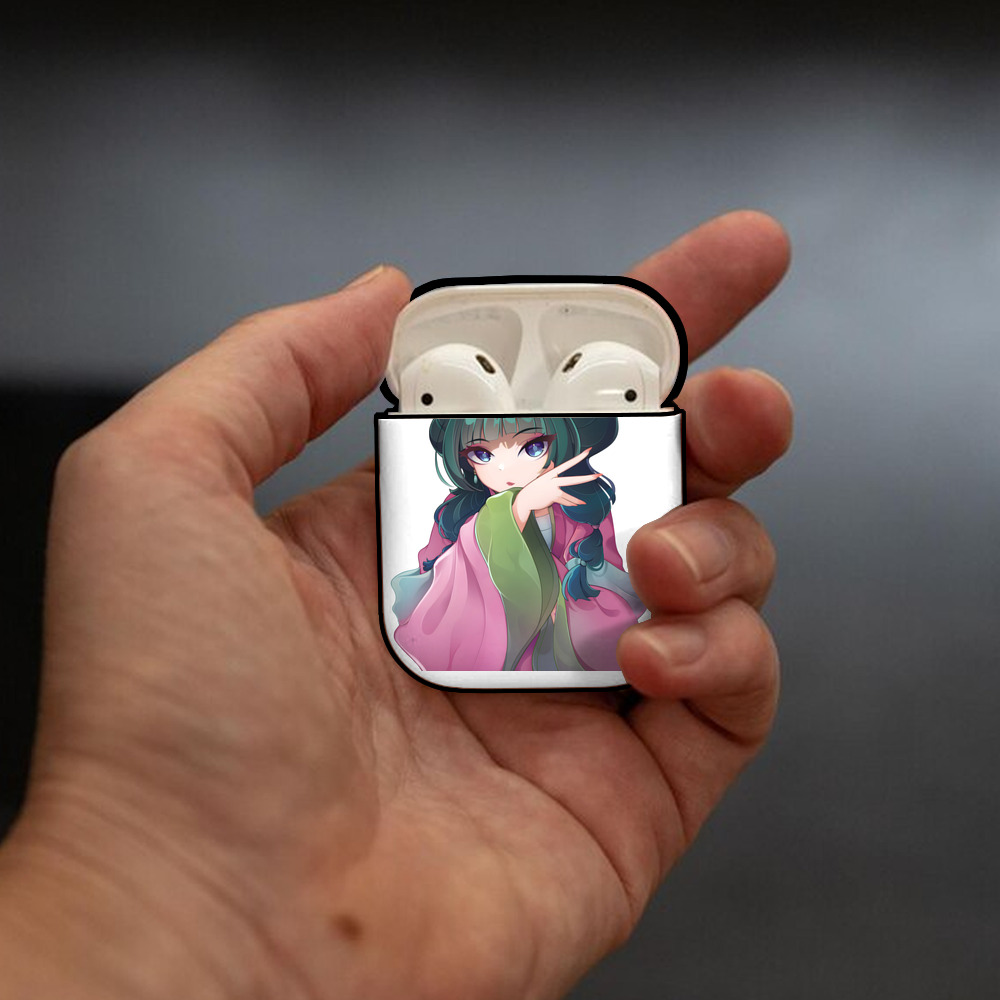 薬屋のひとりごと The Apothecary Diaries AirPods 第2世代保護ケース ハードシェル ブラック 耐衝撃・防指紋・カラビナ付き