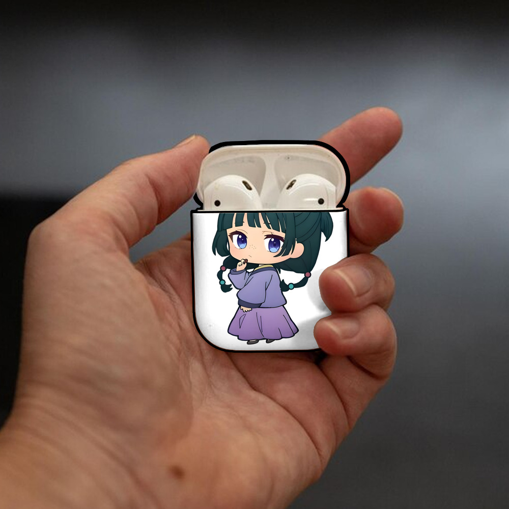 薬屋のひとりごと The Apothecary Diaries AirPods 第2世代保護ケース ハードシェル ブラック 耐衝撃・防指紋・カラビナ付き