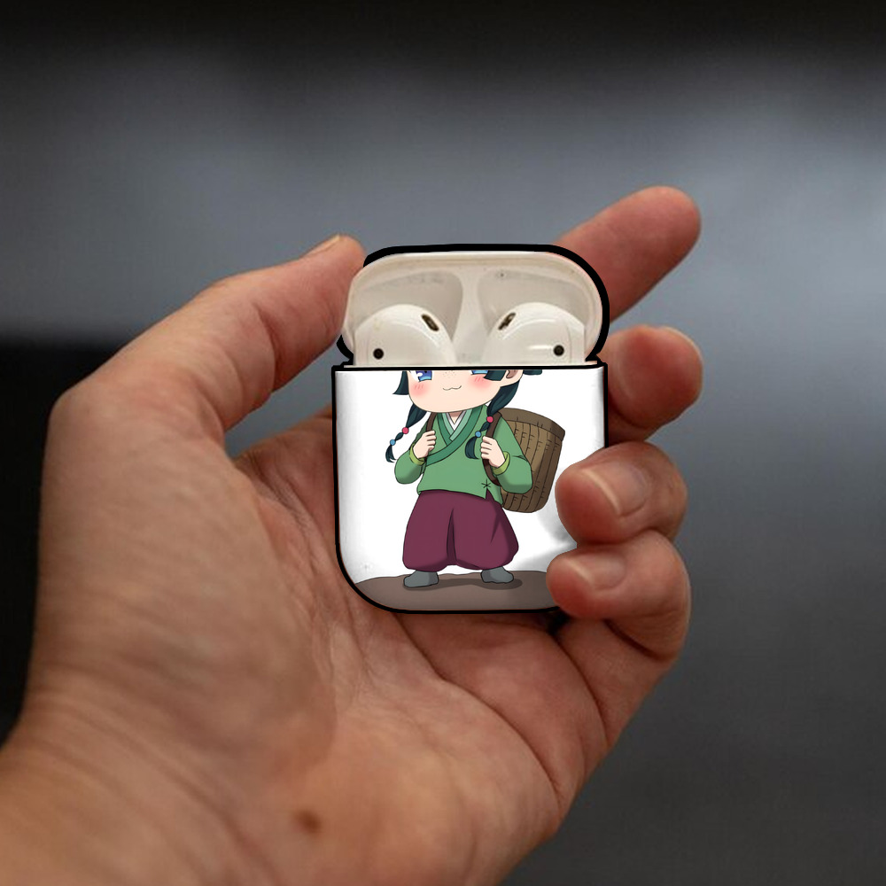 薬屋のひとりごと The Apothecary Diaries AirPods 第2世代保護ケース ハードシェル ブラック 耐衝撃・防指紋・カラビナ付き