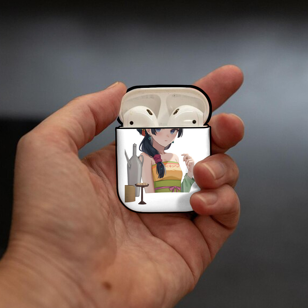 薬屋のひとりごと The Apothecary Diaries AirPods 第2世代保護ケース ハードシェル ブラック 耐衝撃・防指紋・カラビナ付き