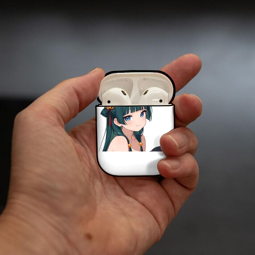 薬屋のひとりごと The Apothecary Diaries AirPods 第2世代保護ケース ハードシェル ブラック 耐衝撃・防指紋・カラビナ付き