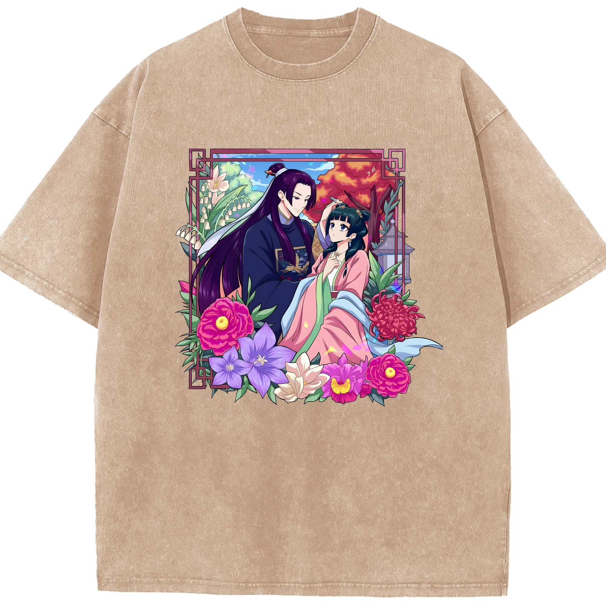 （画像用） 薬屋のひとりごと The Apothecary Diaries 綿100% ヴィンテージ風 半袖Tシャツ（フロントプリント）