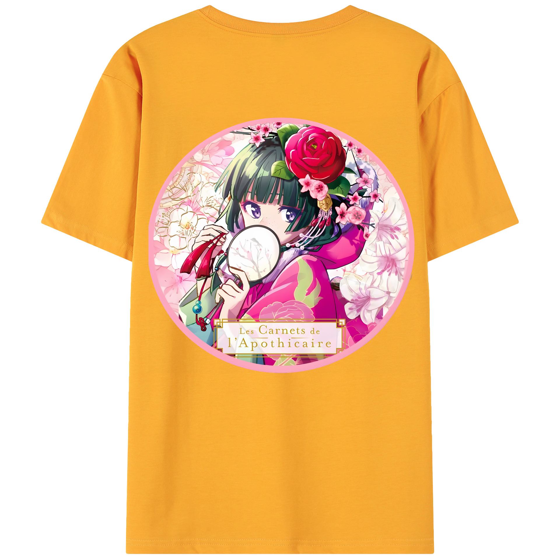 （画像用） 薬屋のひとりごと The Apothecary Diaries 綿100％ メンズ半袖Tシャツ（バックプリント） 通気性