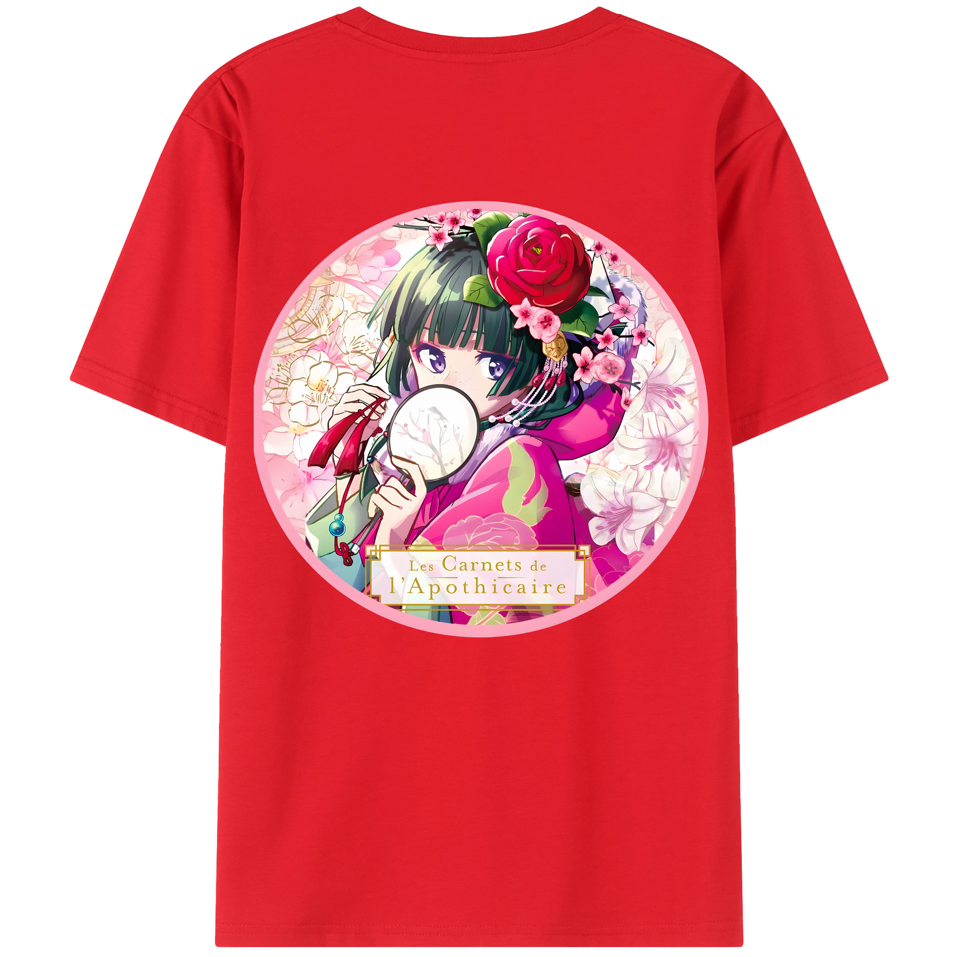 （画像用） 薬屋のひとりごと The Apothecary Diaries 綿100％ メンズ半袖Tシャツ（バックプリント） 通気性