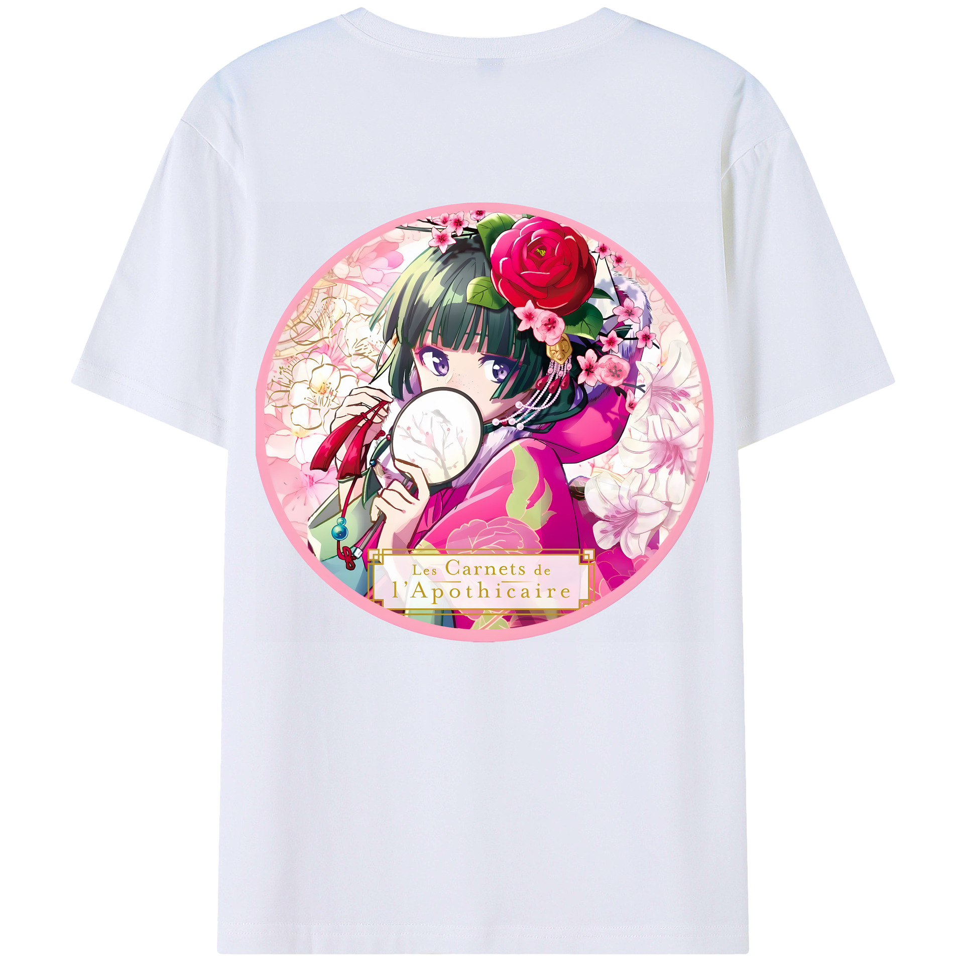 （画像用） 薬屋のひとりごと The Apothecary Diaries 綿100％ メンズ半袖Tシャツ（バックプリント） 通気性