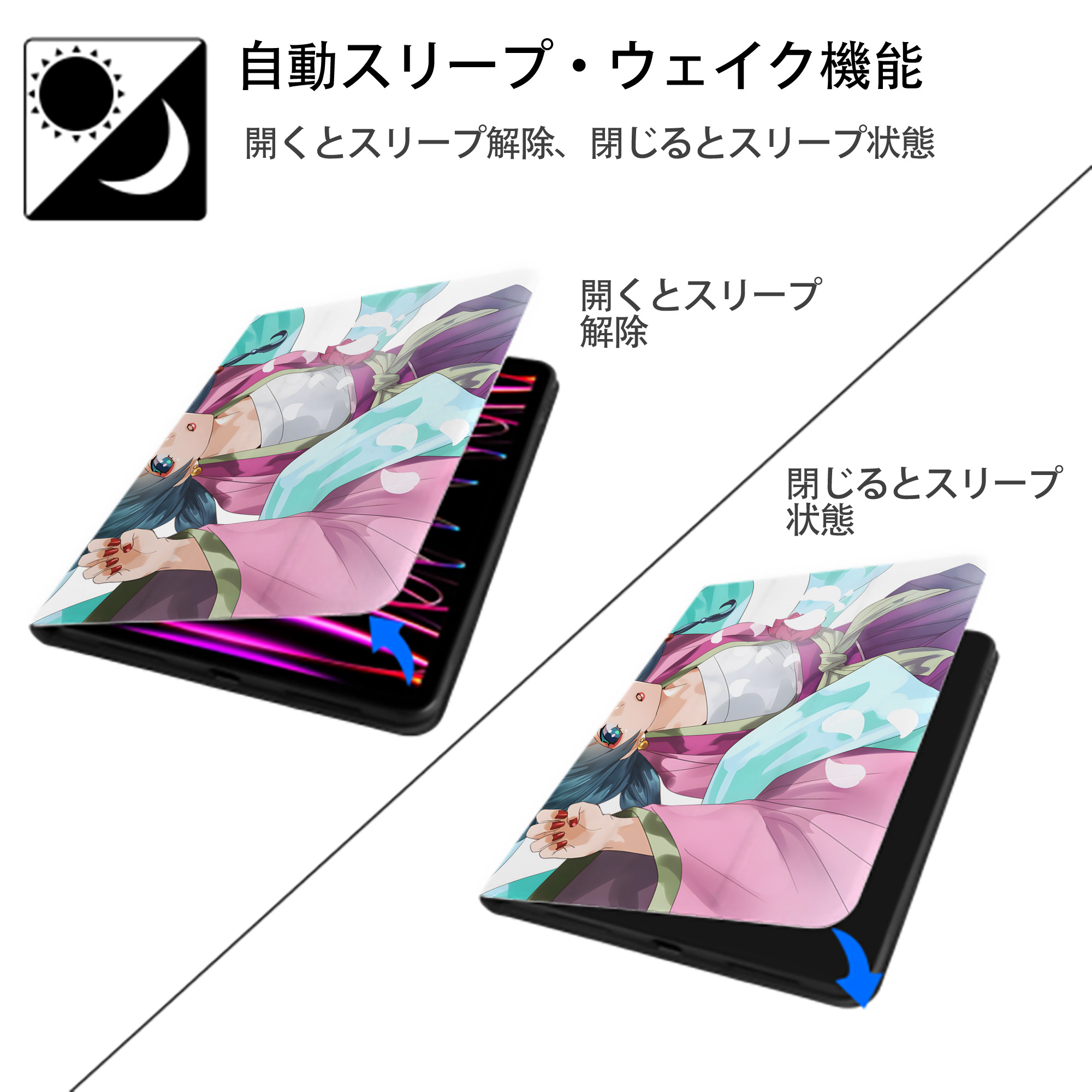 薬屋のひとりごと The Apothecary Diaries IPad ケース ペン収納付き 三つ折りスタンド PUレザー×シリコン 対応機種9.5/10.5/10.9インチ