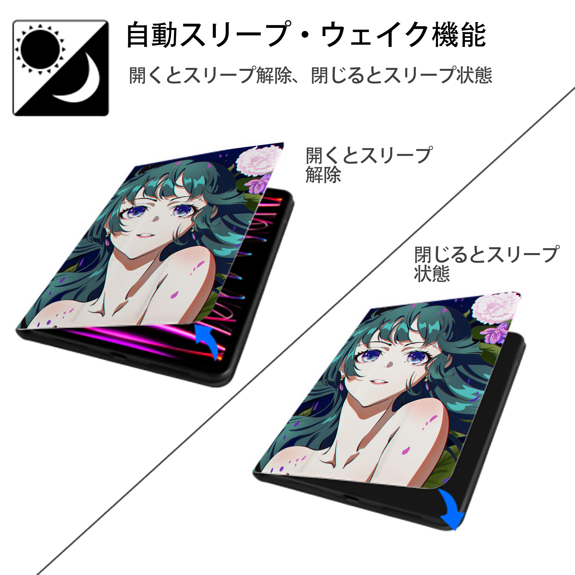 薬屋のひとりごと The Apothecary Diaries IPad ケース ペン収納付き 三つ折りスタンド PUレザー×シリコン 対応機種9.5/10.5/10.9インチ