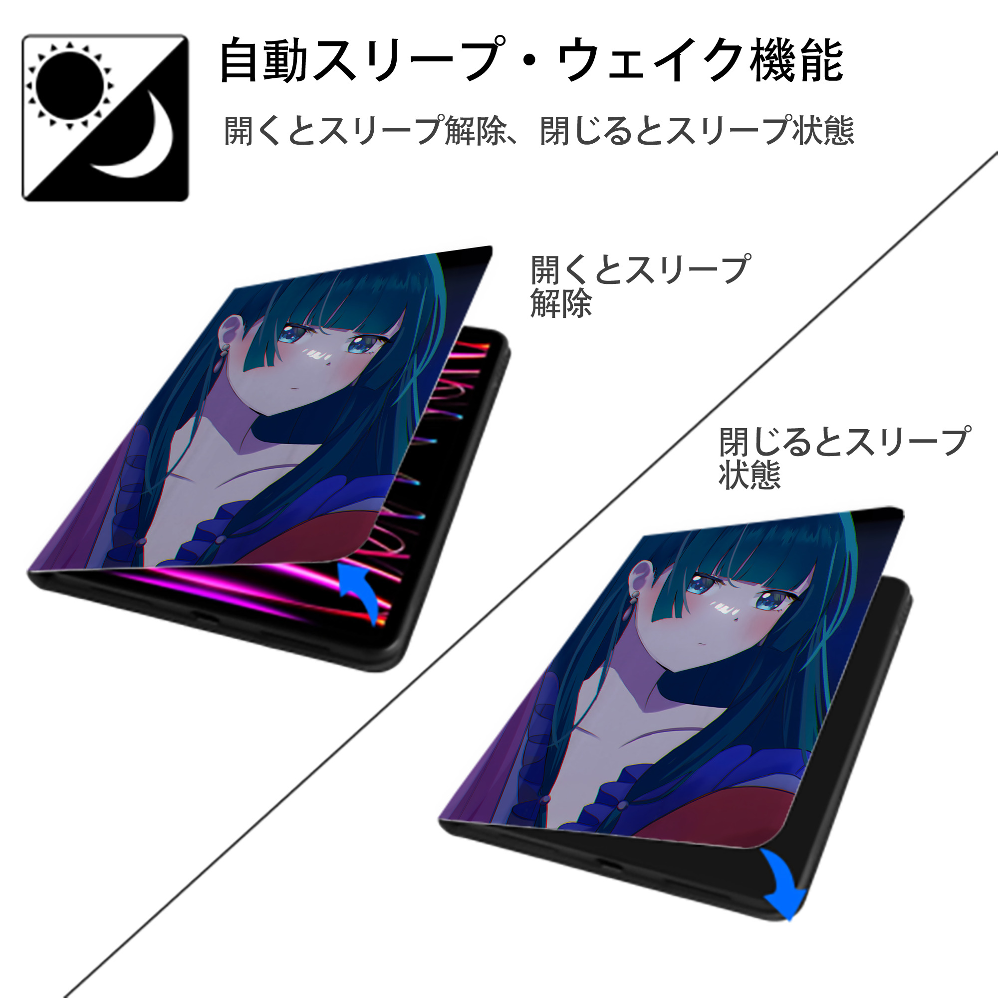 薬屋のひとりごと The Apothecary Diaries IPad ケース ペン収納付き 三つ折りスタンド PUレザー×シリコン 対応機種9.5/10.5/10.9インチ