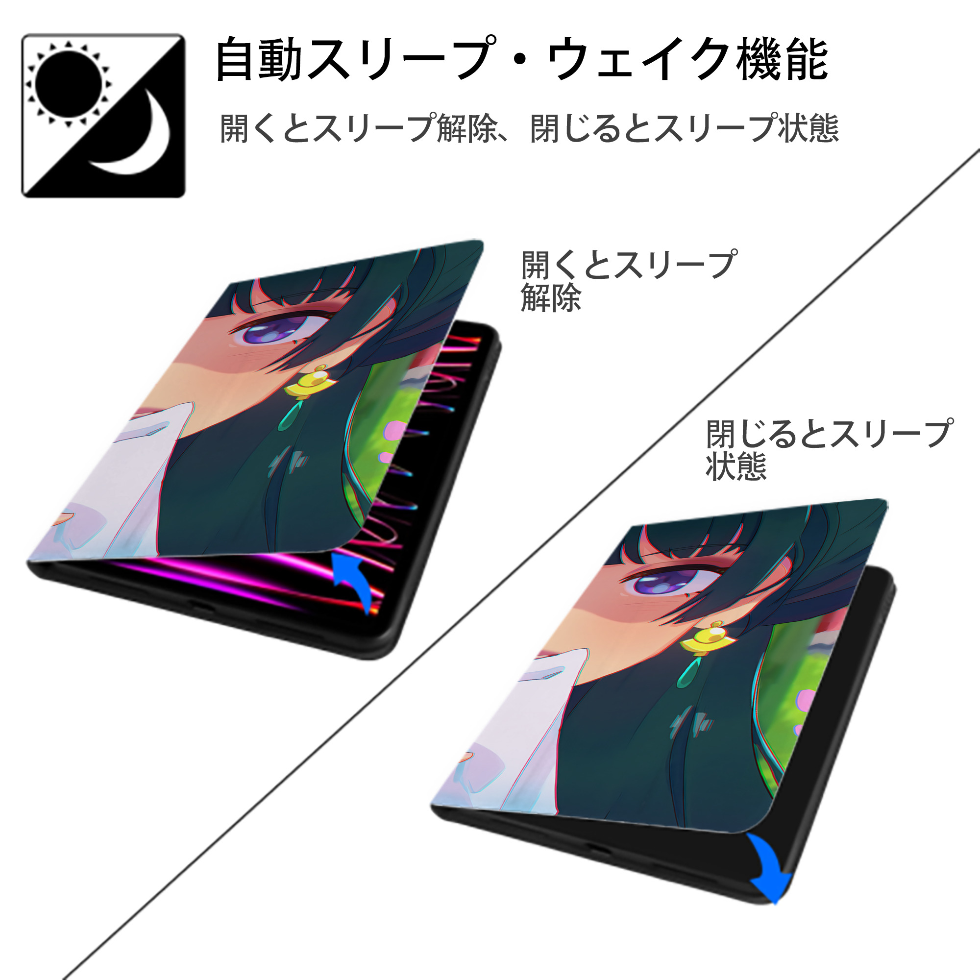 薬屋のひとりごと The Apothecary Diaries IPad ケース ブック型 PUレザー TPU 耐衝撃 軽量 薄型 ペン収納なし 全面保護 IPad 各モデル対応