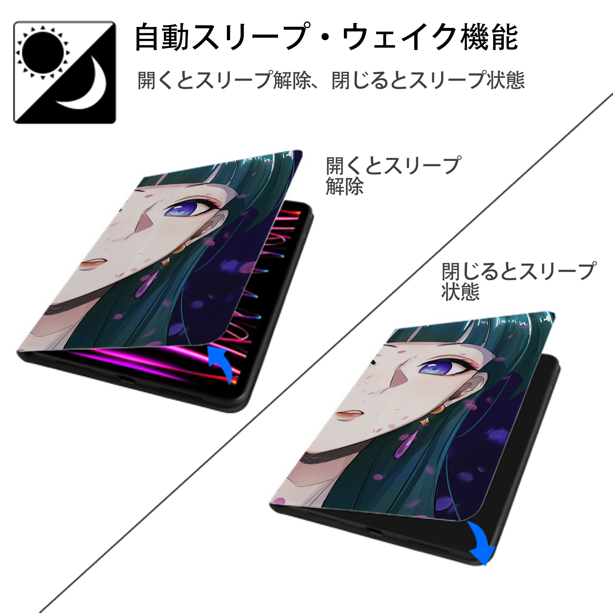 薬屋のひとりごと The Apothecary Diaries IPad ケース ブック型 PUレザー TPU 耐衝撃 軽量 薄型 ペン収納なし 全面保護 IPad 各モデル対応