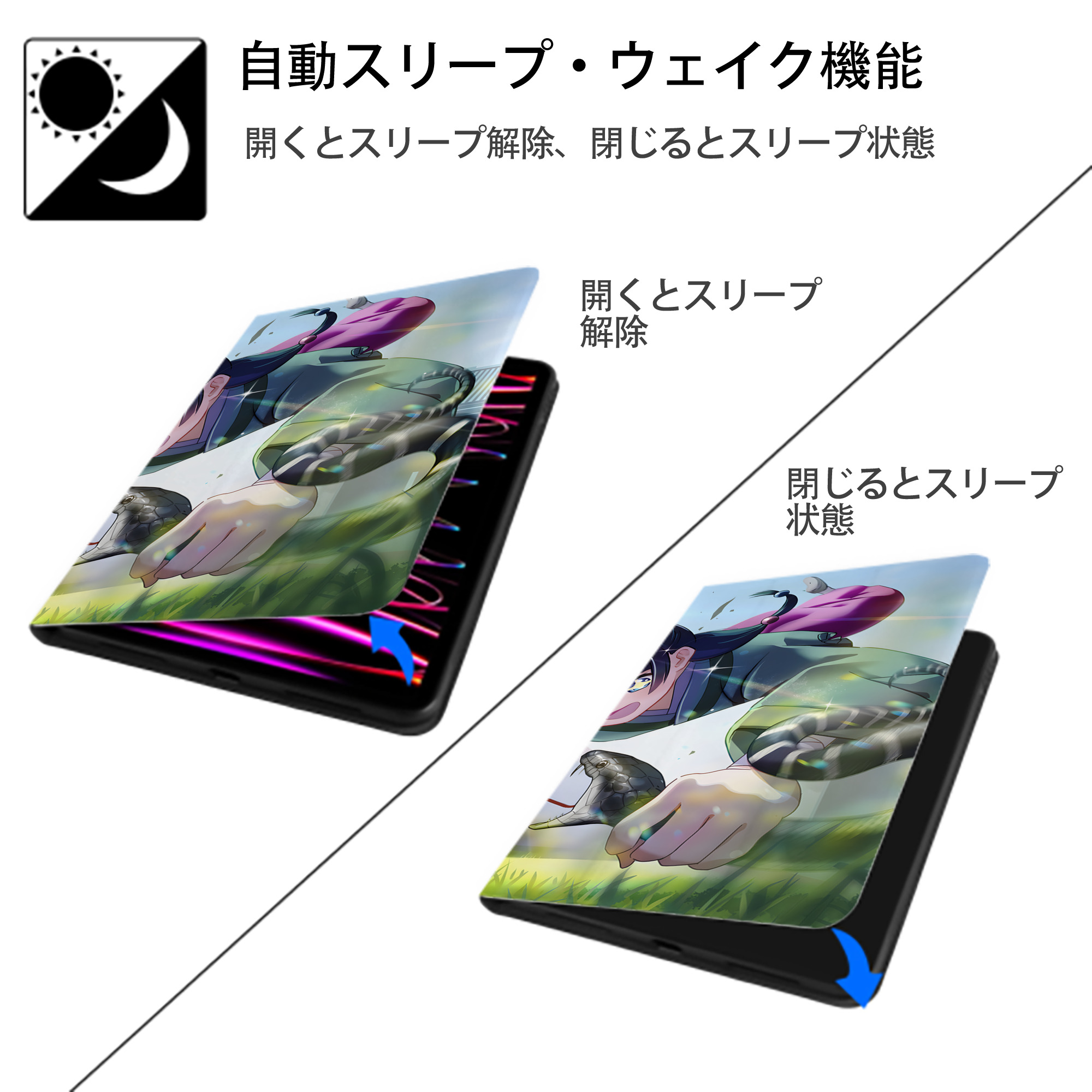 薬屋のひとりごと The Apothecary Diaries IPad ケース ブック型 PUレザー TPU 耐衝撃 軽量 薄型 ペン収納なし 全面保護 IPad 各モデル対応