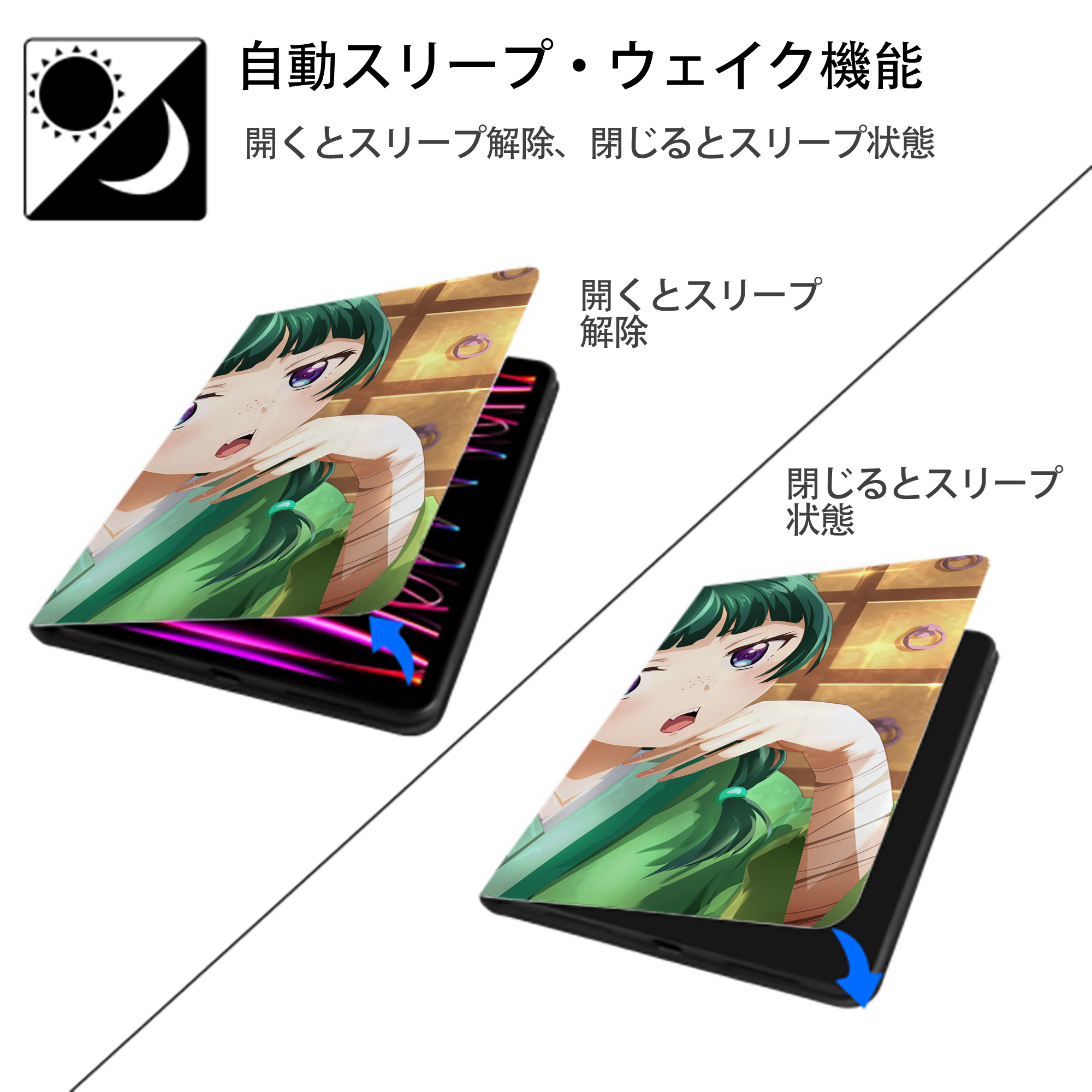薬屋のひとりごと The Apothecary Diaries IPad ケース ブック型 PUレザー TPU 耐衝撃 軽量 薄型 ペン収納なし 全面保護 IPad 各モデル対応