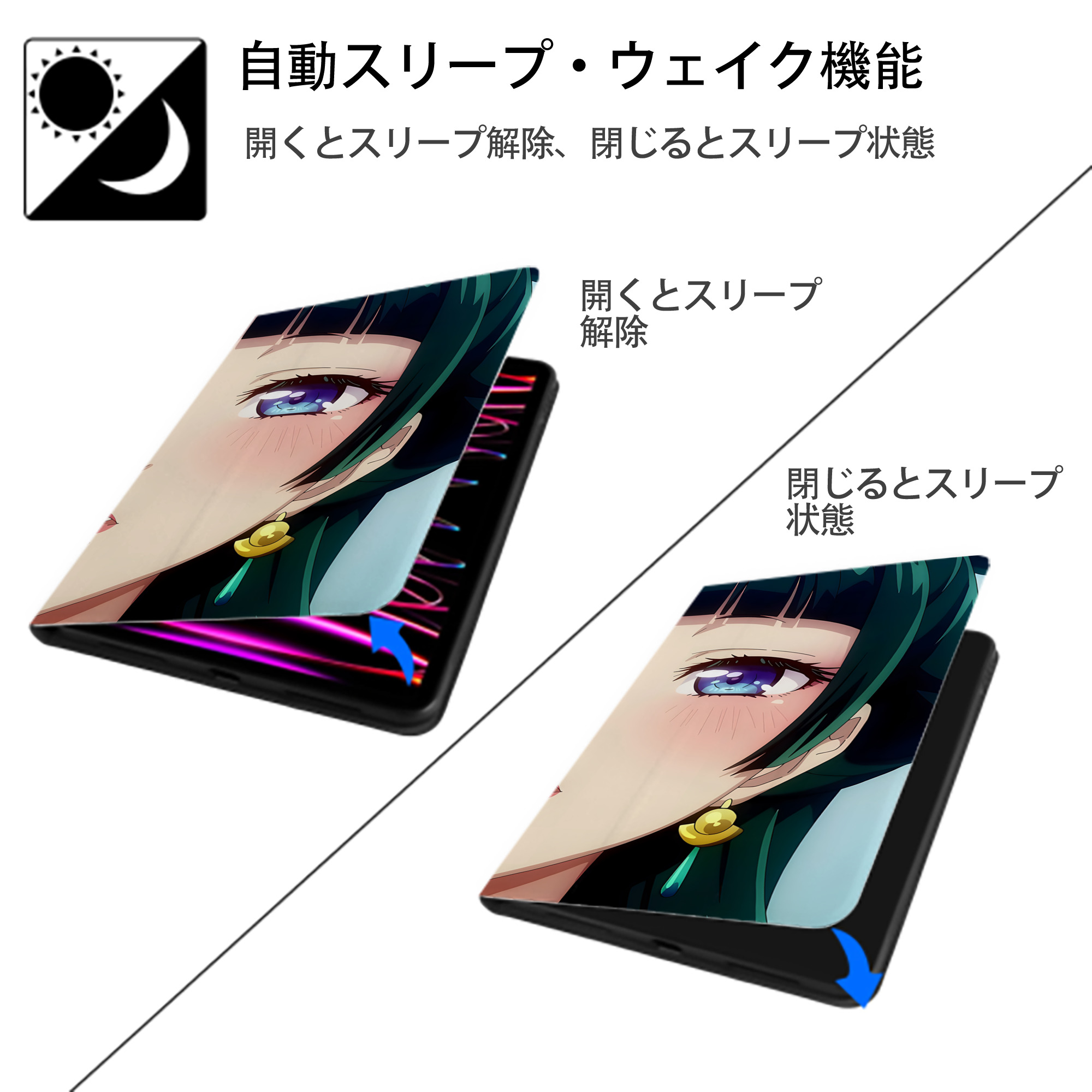 薬屋のひとりごと The Apothecary Diaries IPad ケース ブック型 PUレザー TPU 耐衝撃 軽量 薄型 ペン収納なし 全面保護 IPad 各モデル対応