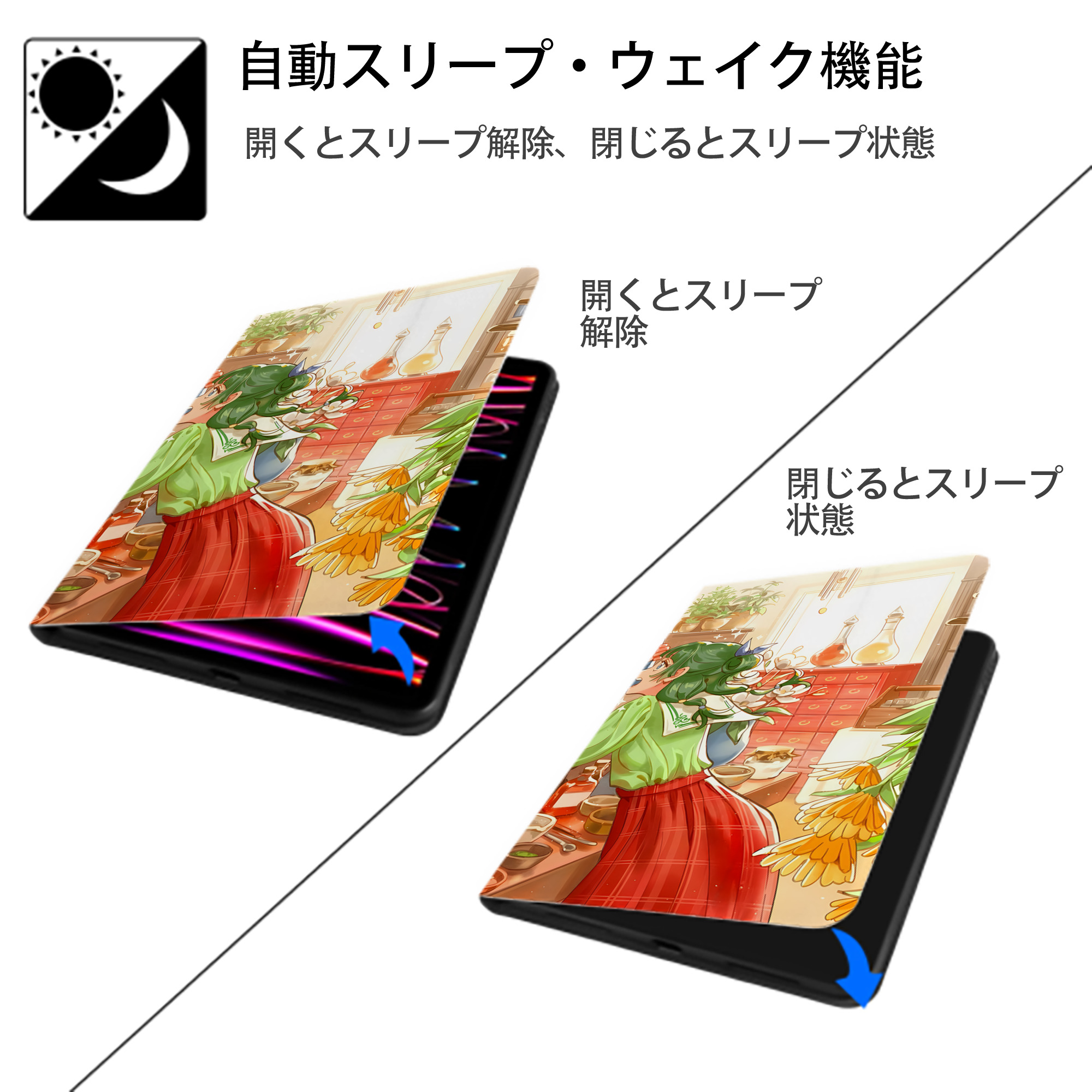 薬屋のひとりごと The Apothecary Diaries IPad ケース ブック型 PUレザー TPU 耐衝撃 軽量 薄型 ペン収納なし 全面保護 IPad 各モデル対応