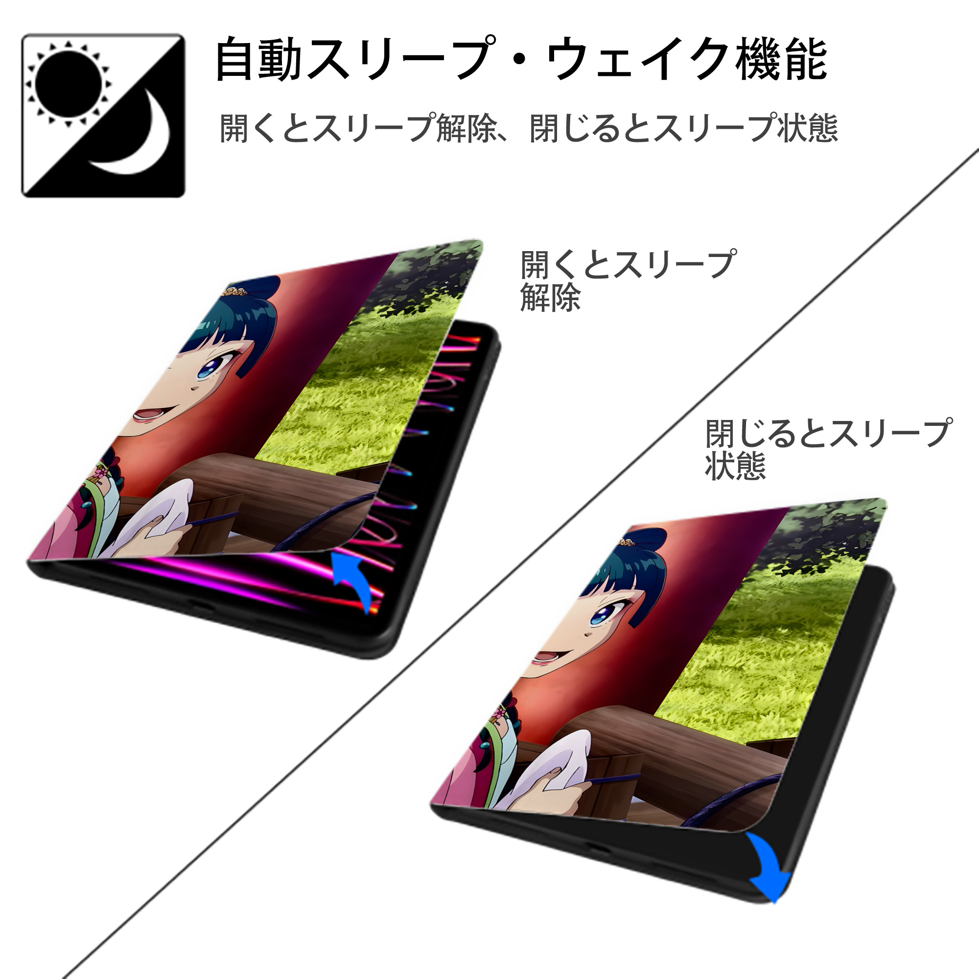 薬屋のひとりごと The Apothecary Diaries IPad ケース ブック型 PUレザー TPU 耐衝撃 軽量 薄型 ペン収納なし 全面保護 IPad 各モデル対応