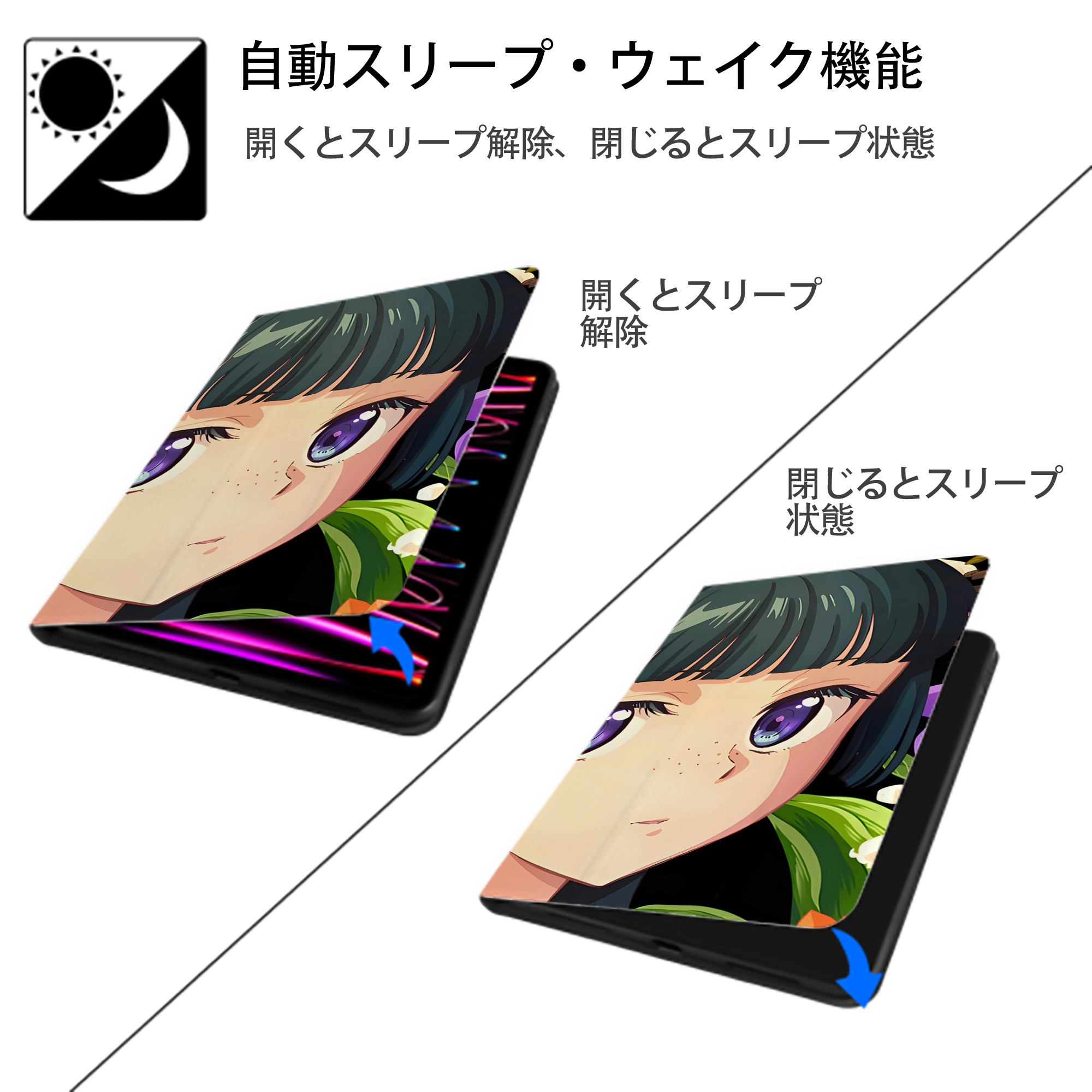 薬屋のひとりごと The Apothecary Diaries IPad ケース ブック型 PUレザー TPU 耐衝撃 軽量 薄型 ペン収納なし 全面保護 IPad 各モデル対応
