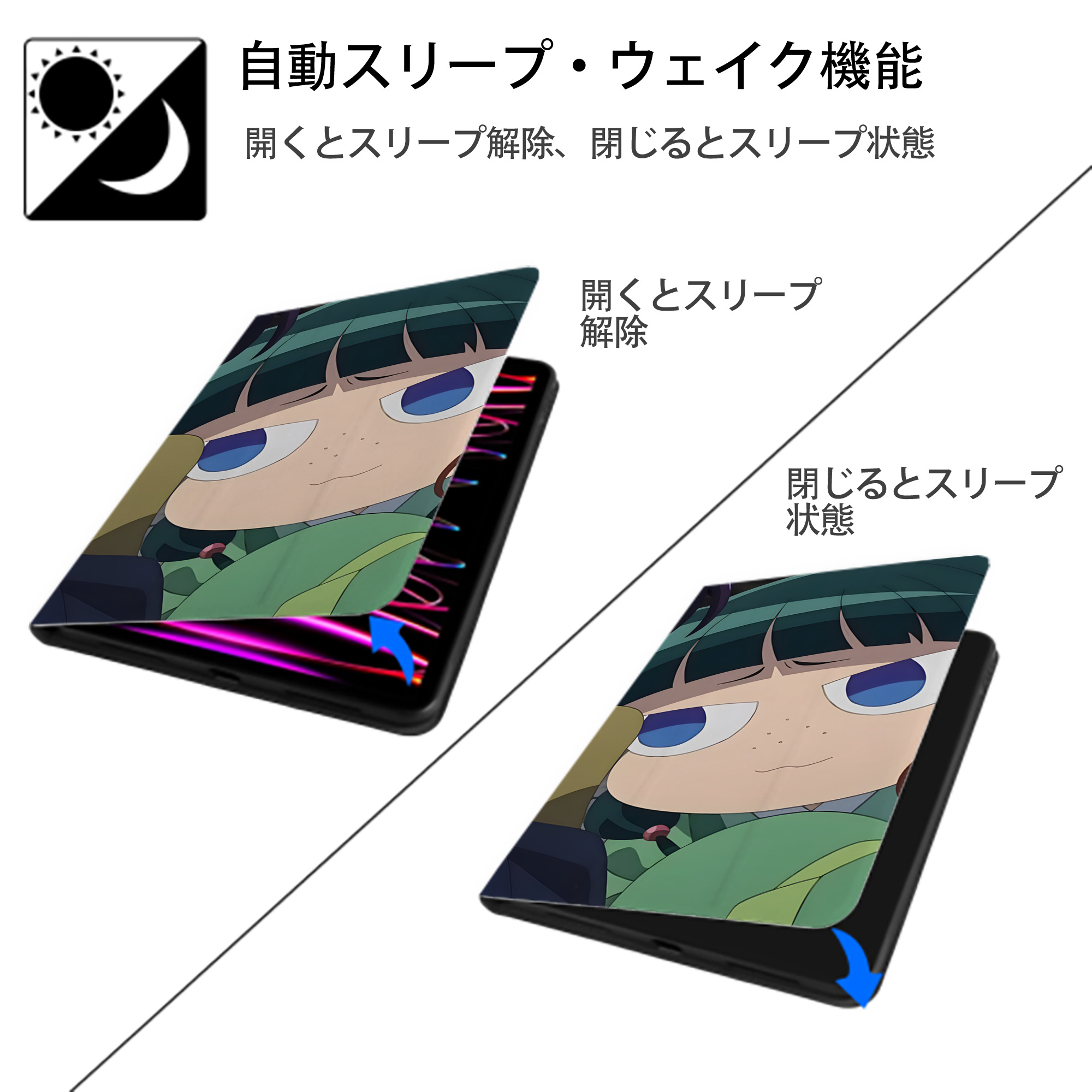 薬屋のひとりごと The Apothecary Diaries IPad ケース ブック型 PUレザー TPU 耐衝撃 軽量 薄型 ペン収納なし 全面保護 IPad 各モデル対応