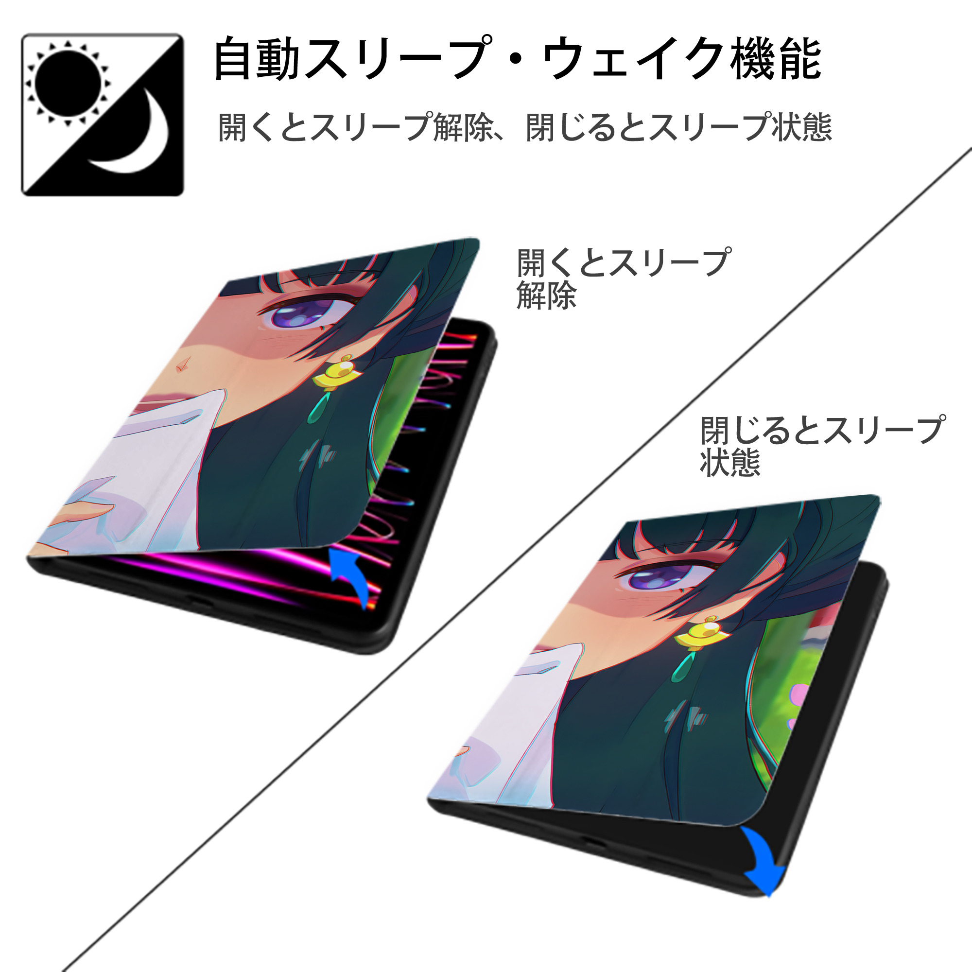 薬屋のひとりごと The Apothecary Diaries IPadケース ペンホルダー付き ブックスタイルデザイン