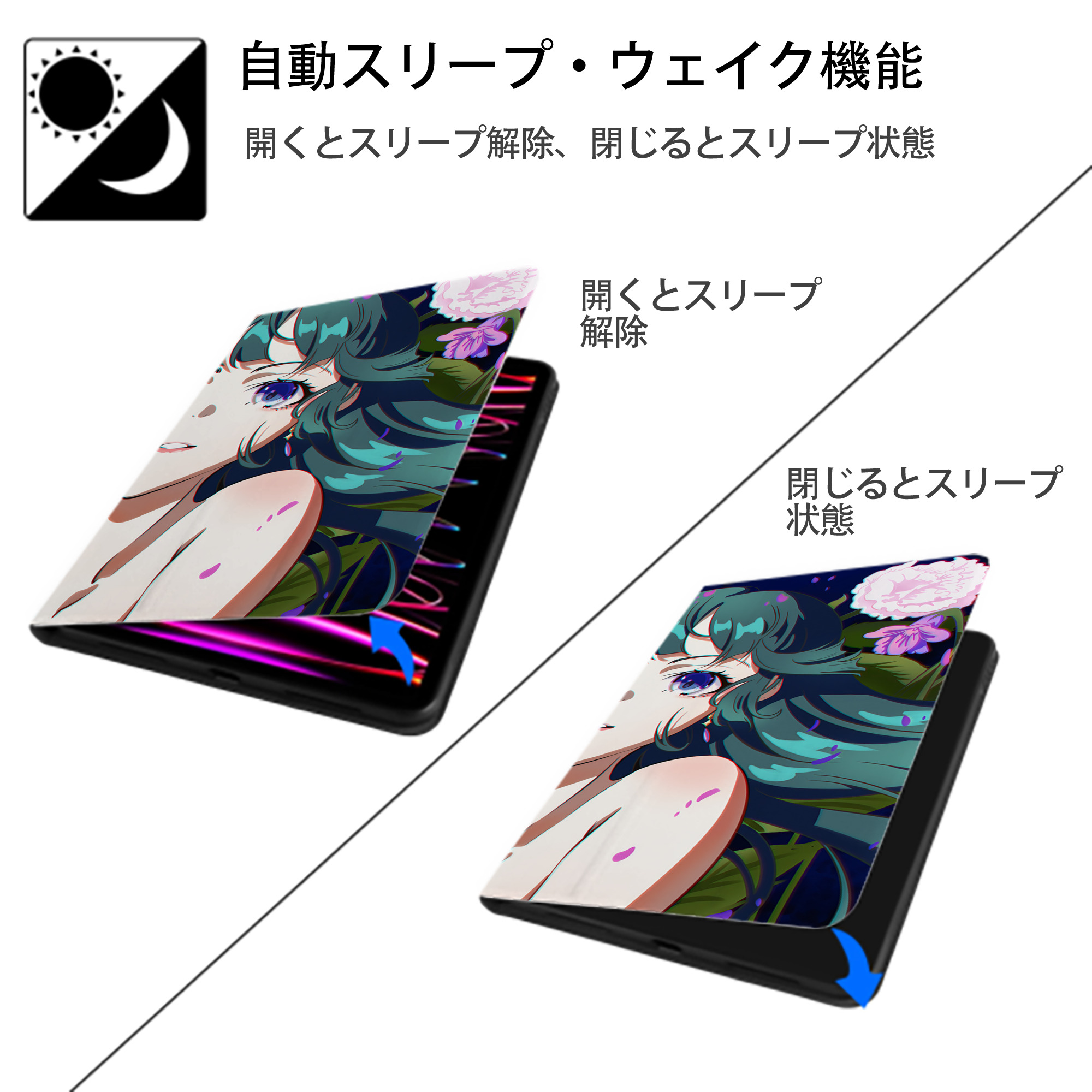 薬屋のひとりごと The Apothecary Diaries IPadケース ペンホルダー付き ブックスタイルデザイン