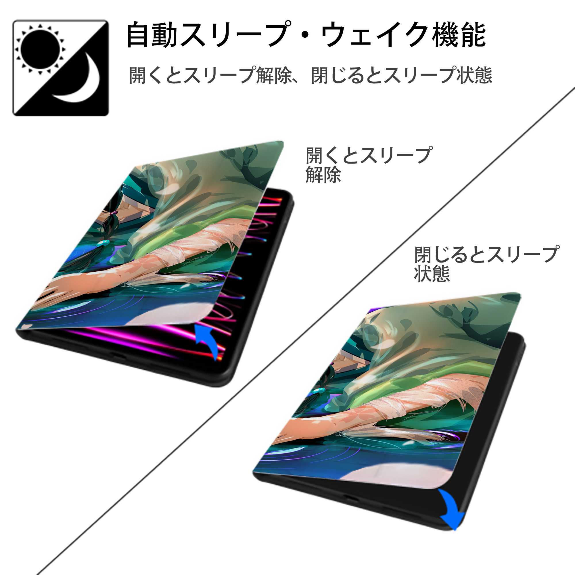 薬屋のひとりごと The Apothecary Diaries IPadケース ペンホルダー付き ブックスタイルデザイン