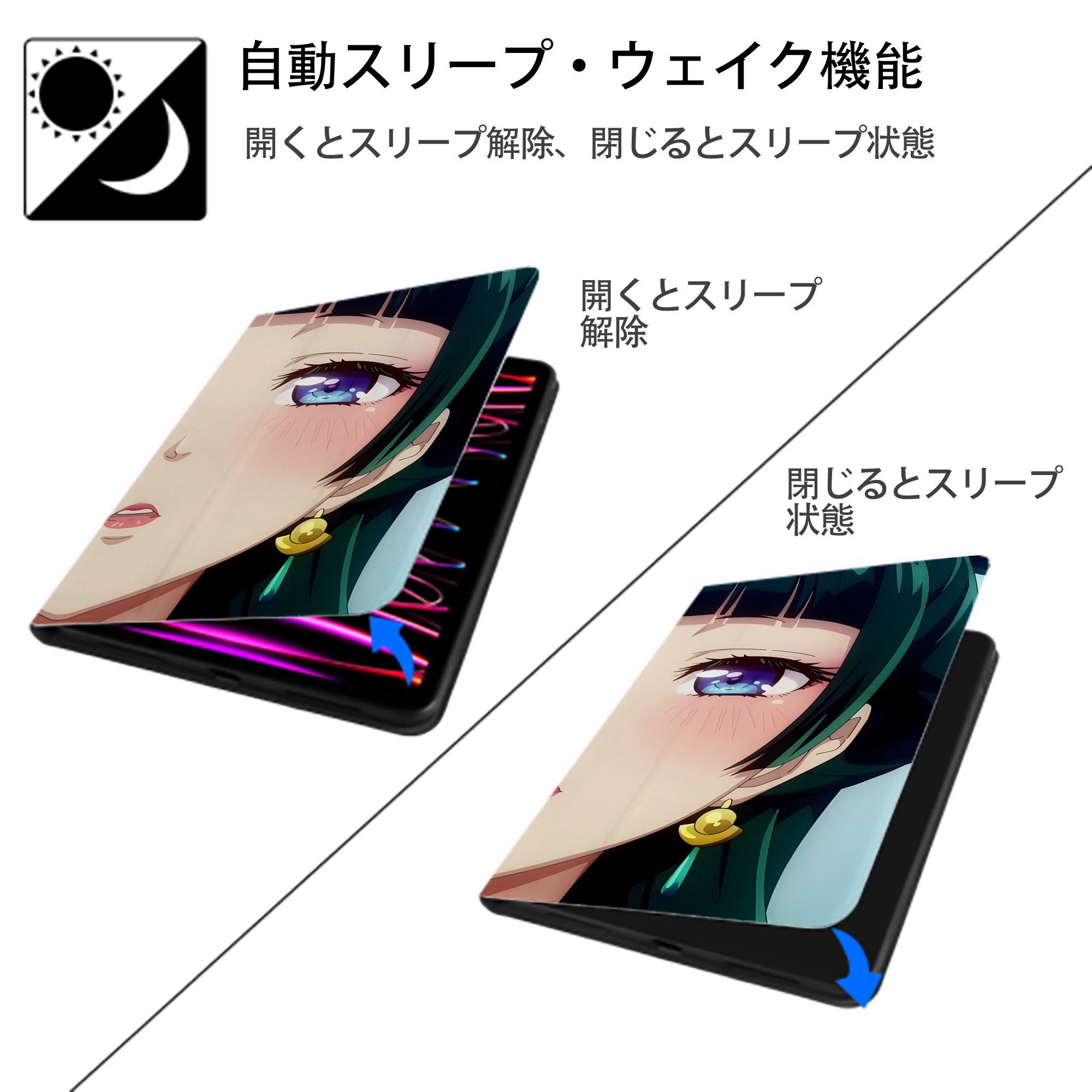 薬屋のひとりごと The Apothecary Diaries IPadケース ペンホルダー付き ブックスタイルデザイン