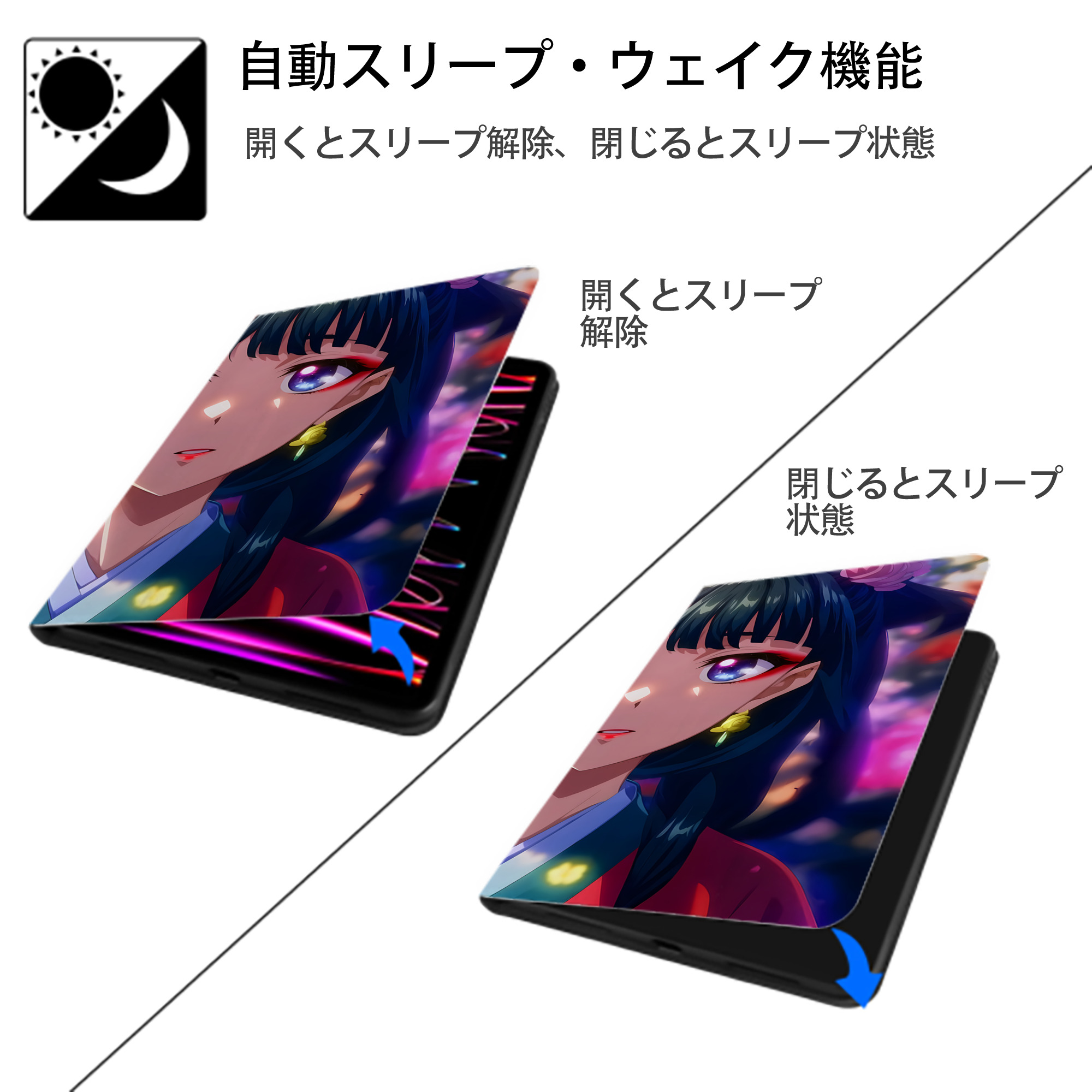 薬屋のひとりごと The Apothecary Diaries IPadケース ペンホルダー付き ブックスタイルデザイン