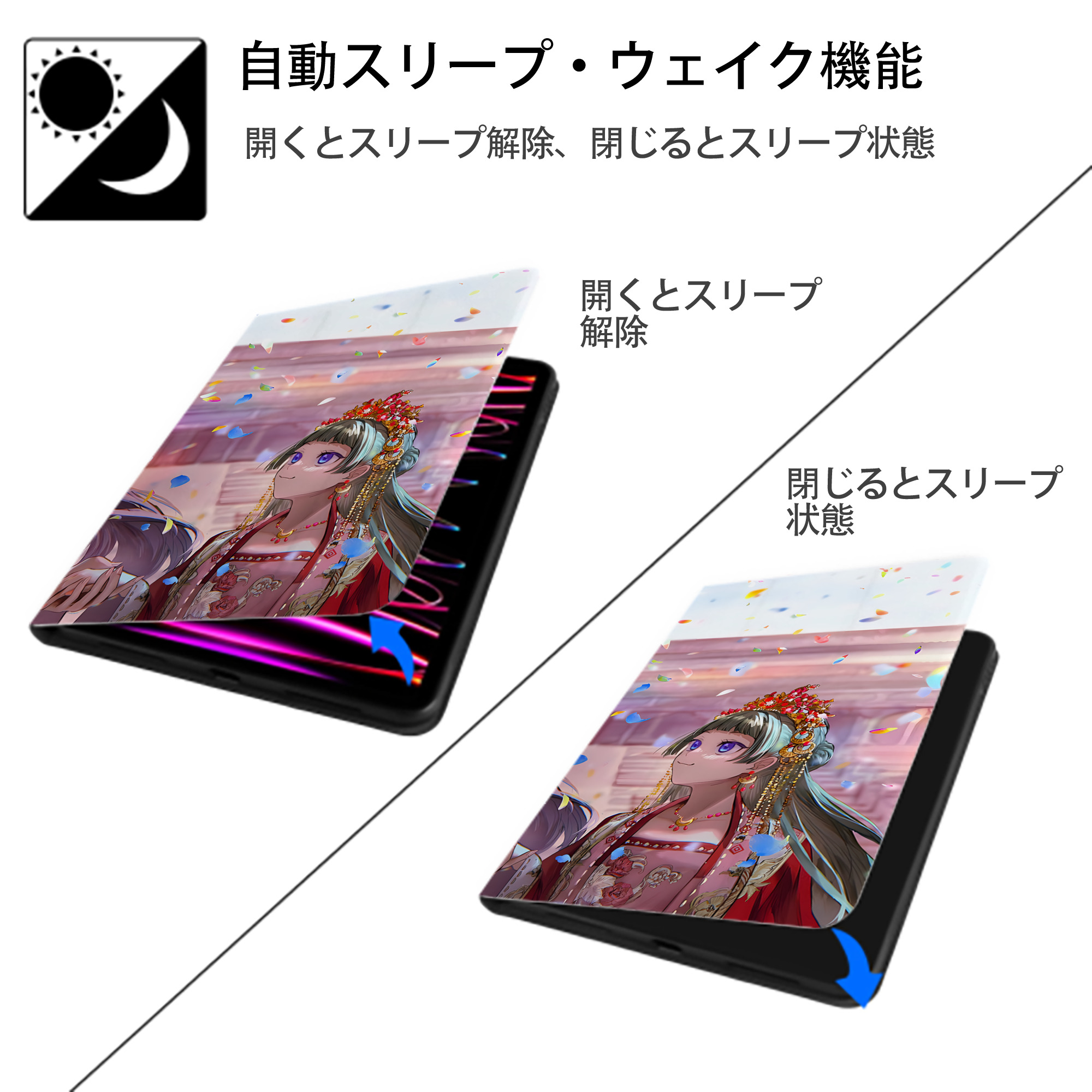 薬屋のひとりごと The Apothecary Diaries IPadケース ペンホルダー付き ブックスタイルデザイン