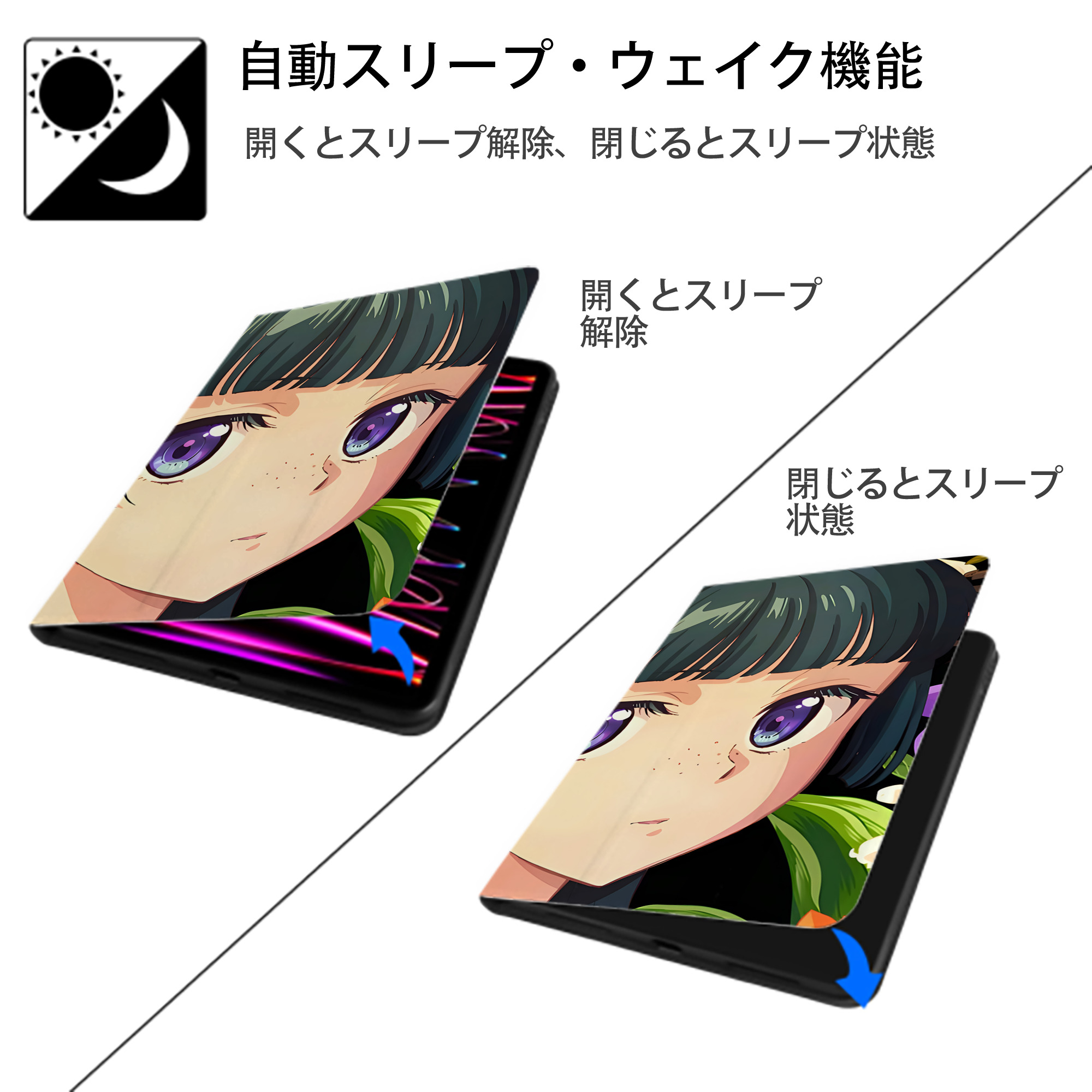 薬屋のひとりごと The Apothecary Diaries IPadケース ペンホルダー付き ブックスタイルデザイン