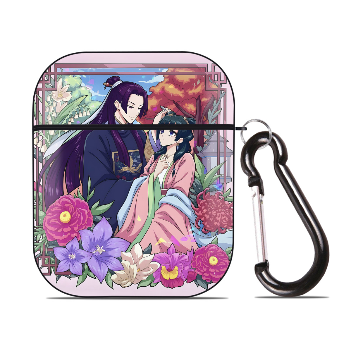 （画像用） 薬屋のひとりごと The Apothecary Diaries AirPods 第2世代保護ケース ハードシェル ブラック 耐衝撃・防指紋・カラビナ付き