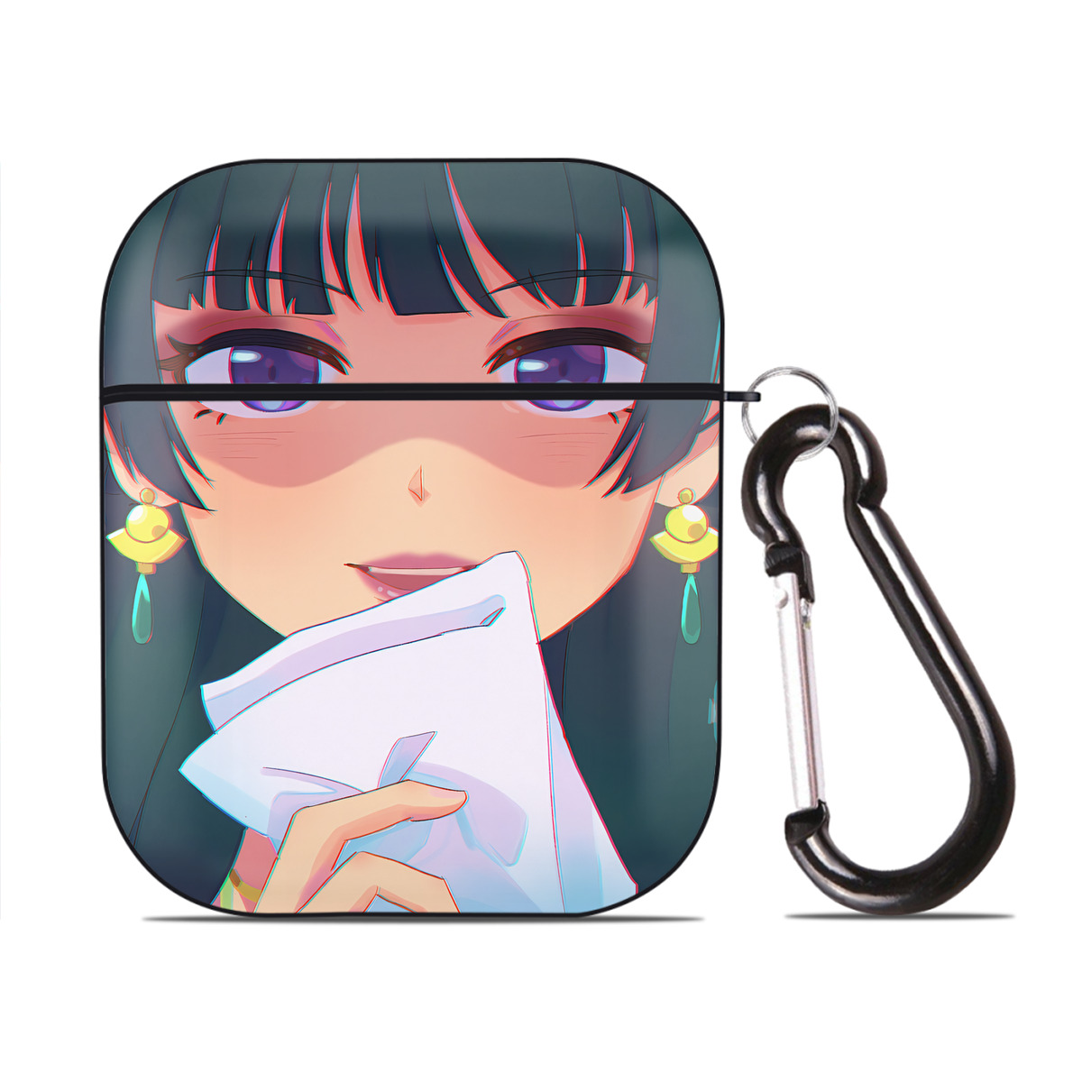 （画像用） 薬屋のひとりごと The Apothecary Diaries AirPods 第2世代保護ケース ハードシェル ブラック 耐衝撃・防指紋・カラビナ付き