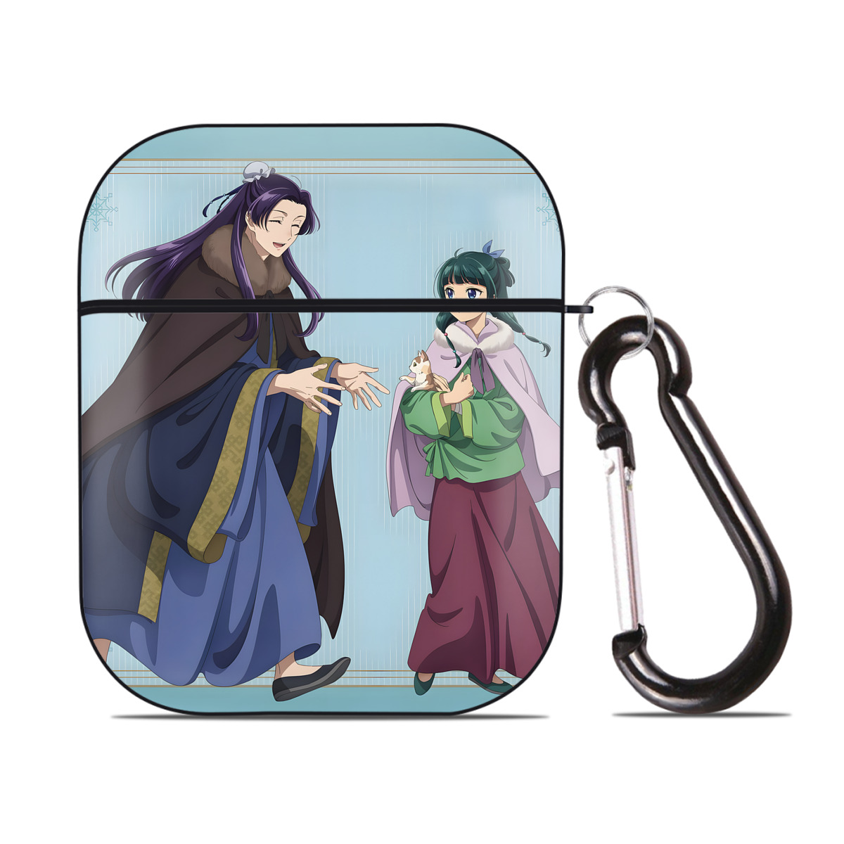 （画像用） 薬屋のひとりごと The Apothecary Diaries AirPods 第2世代保護ケース ハードシェル ブラック 耐衝撃・防指紋・カラビナ付き