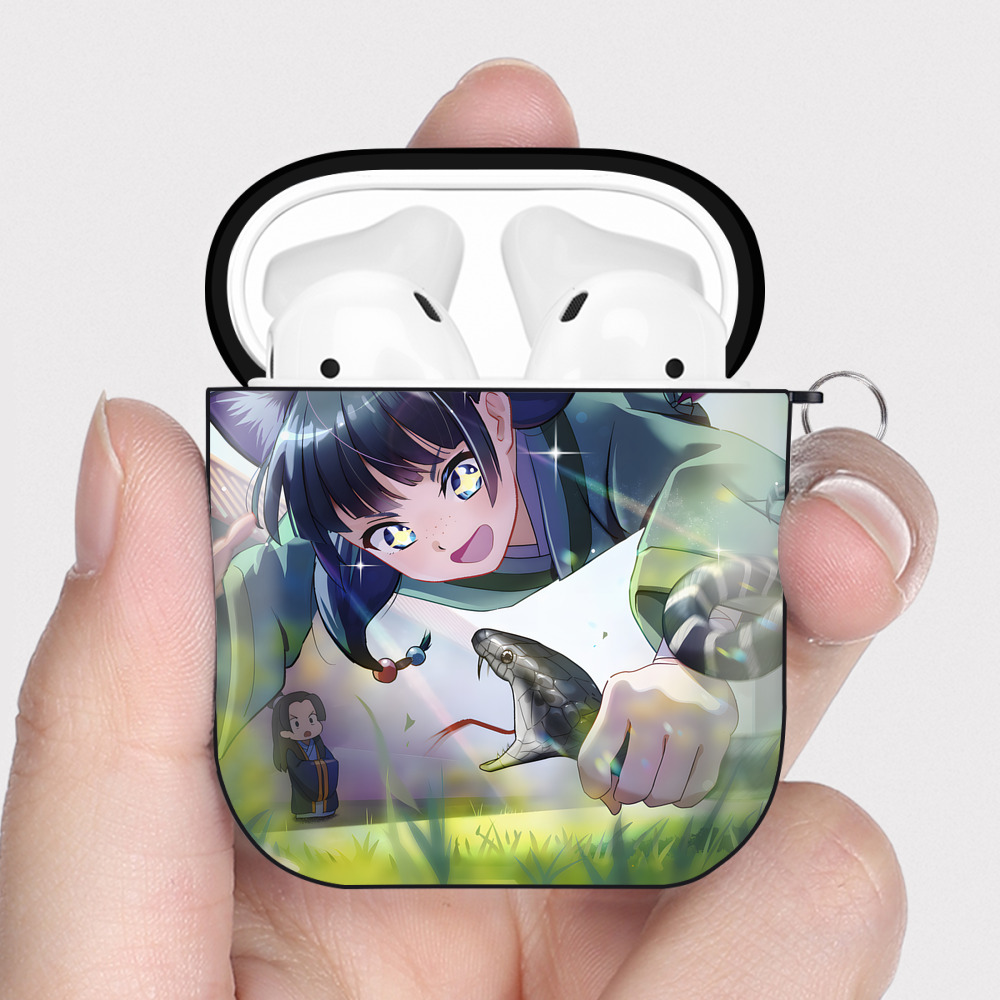 （画像用） 薬屋のひとりごと The Apothecary Diaries AirPods 第2世代保護ケース ハードシェル ブラック 耐衝撃・防指紋・カラビナ付き