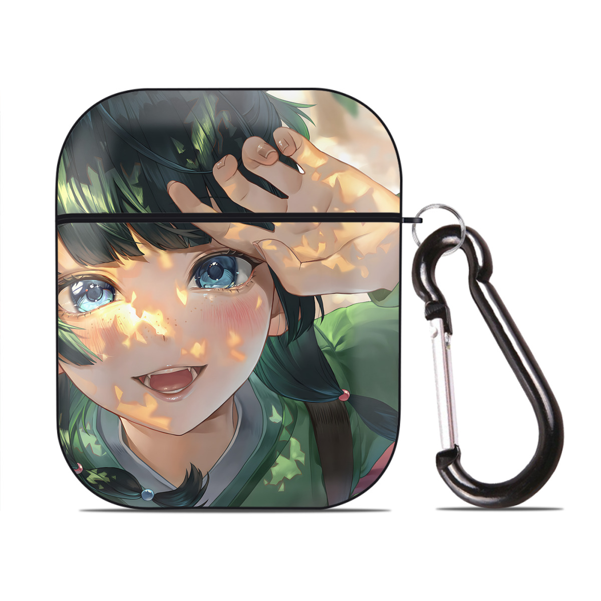 （画像用） 薬屋のひとりごと The Apothecary Diaries AirPods 第2世代保護ケース ハードシェル ブラック 耐衝撃・防指紋・カラビナ付き