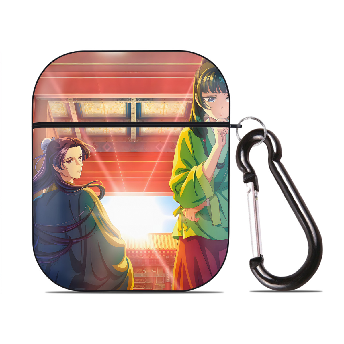（画像用） 薬屋のひとりごと The Apothecary Diaries AirPods 第2世代保護ケース ハードシェル ブラック 耐衝撃・防指紋・カラビナ付き