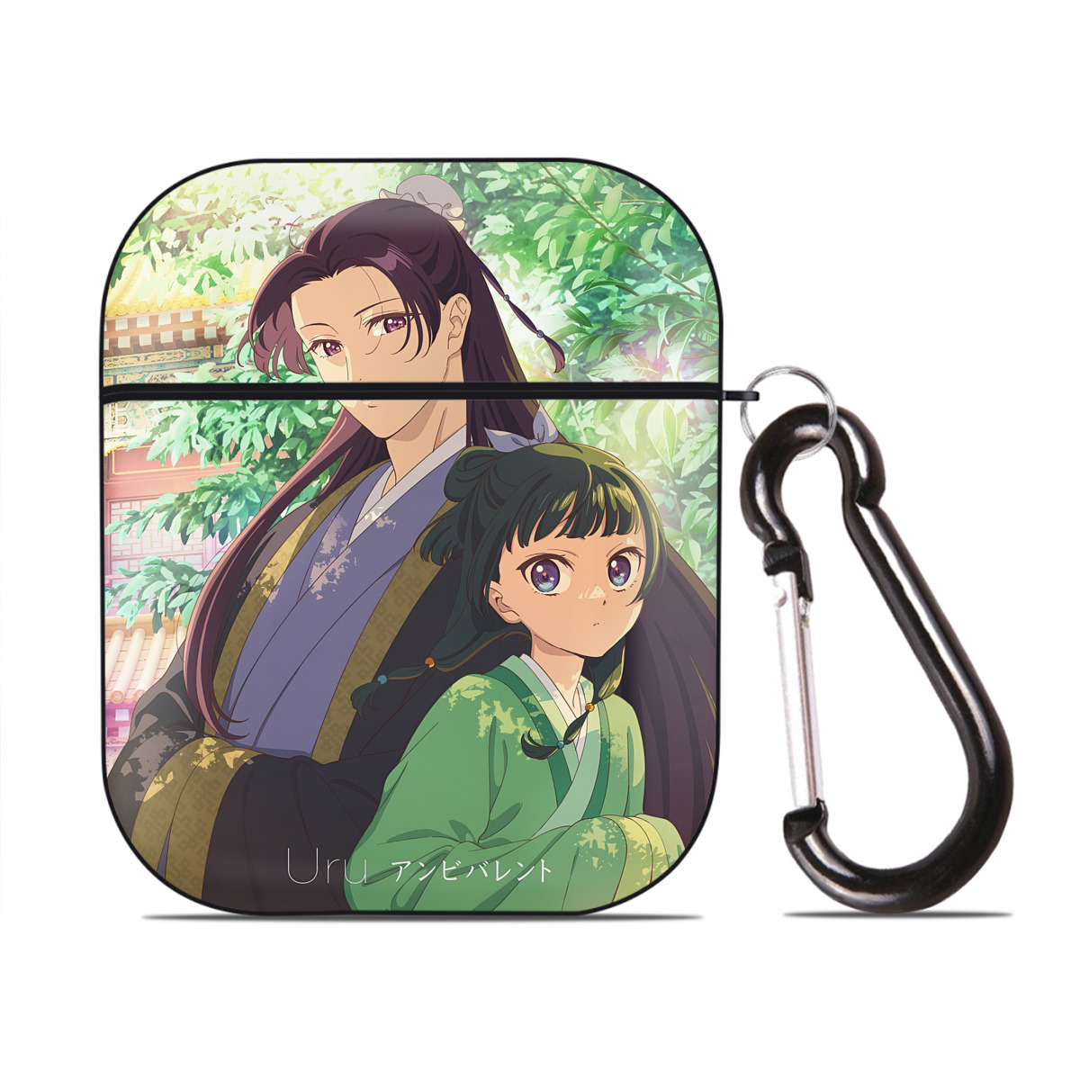 （画像用） 薬屋のひとりごと The Apothecary Diaries AirPods 第2世代保護ケース ハードシェル ブラック 耐衝撃・防指紋・カラビナ付き