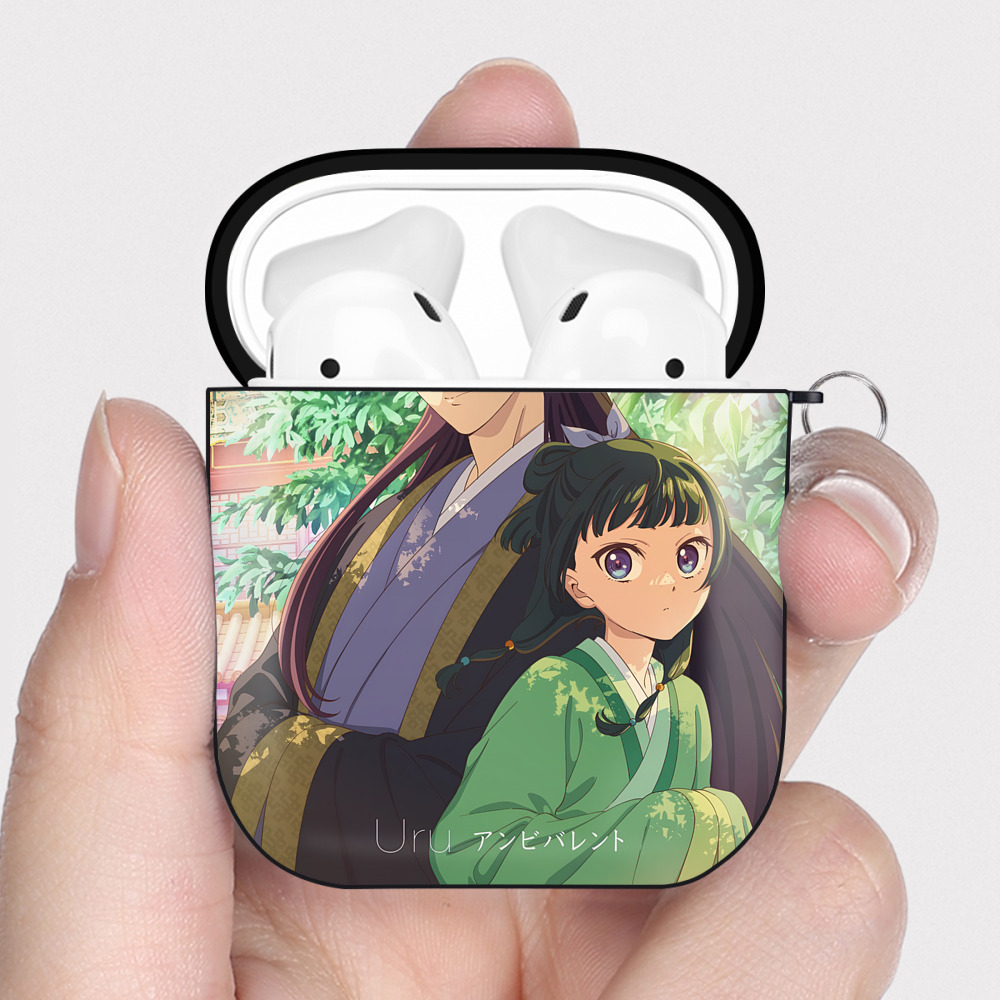 （画像用） 薬屋のひとりごと The Apothecary Diaries AirPods 第2世代保護ケース ハードシェル ブラック 耐衝撃・防指紋・カラビナ付き