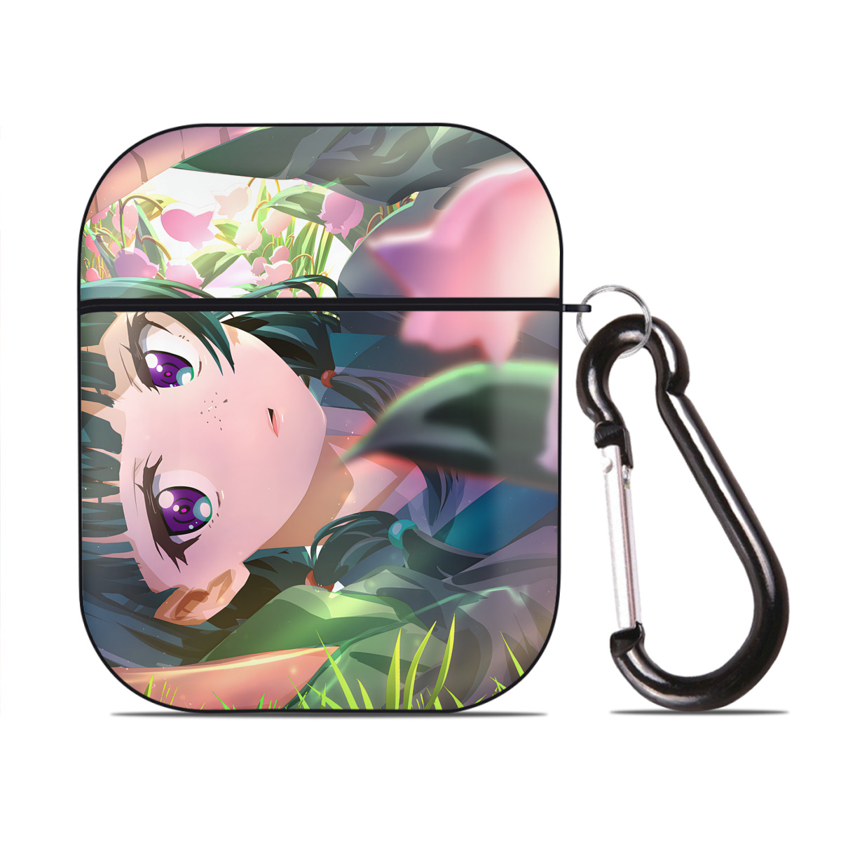 （画像用） 薬屋のひとりごと The Apothecary Diaries AirPods 第2世代保護ケース ハードシェル ブラック 耐衝撃・防指紋・カラビナ付き