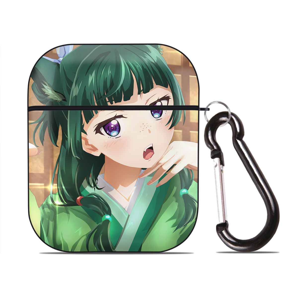 （画像用） 薬屋のひとりごと The Apothecary Diaries AirPods 第2世代保護ケース ハードシェル ブラック 耐衝撃・防指紋・カラビナ付き