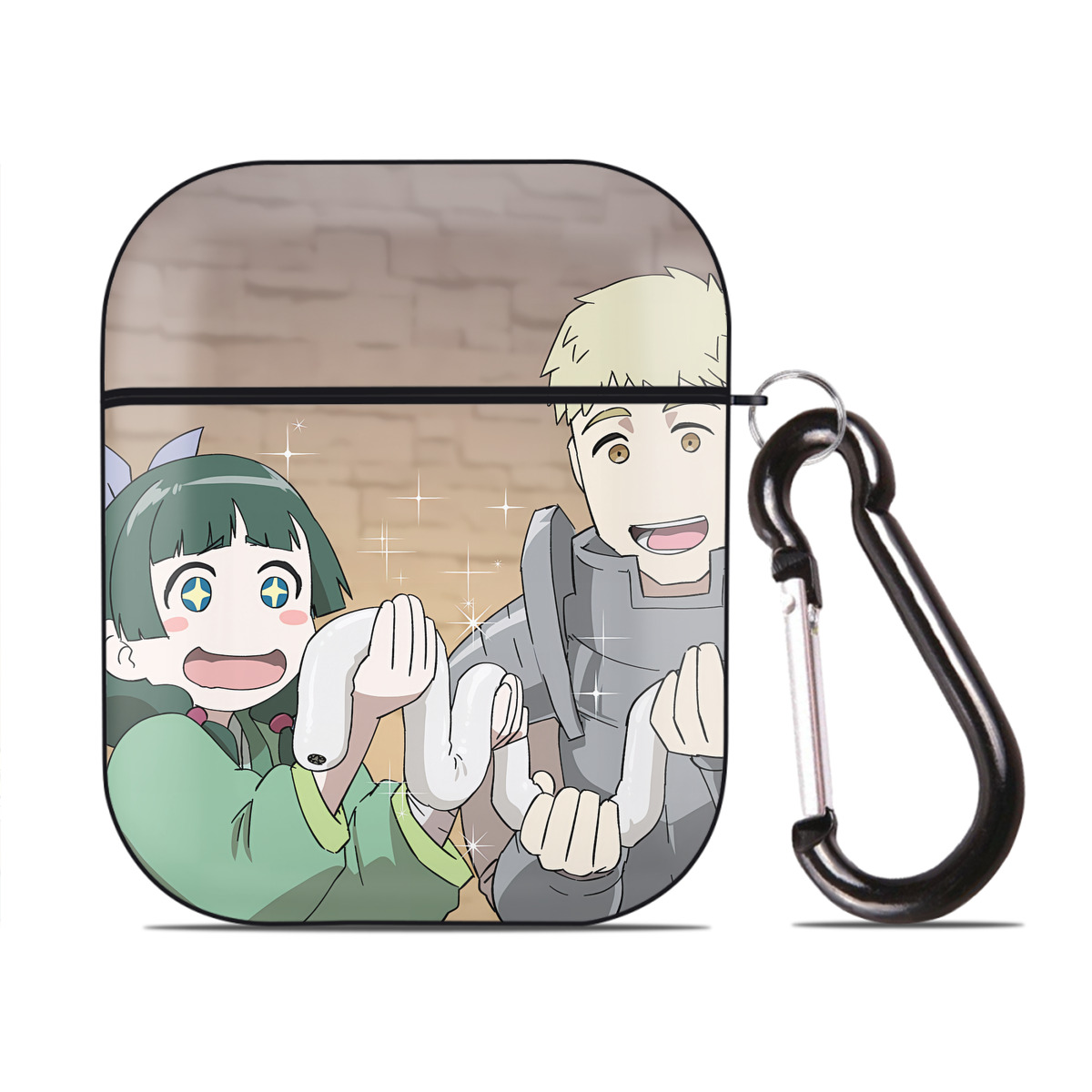 （画像用） 薬屋のひとりごと The Apothecary Diaries AirPods 第2世代保護ケース ハードシェル ブラック 耐衝撃・防指紋・カラビナ付き