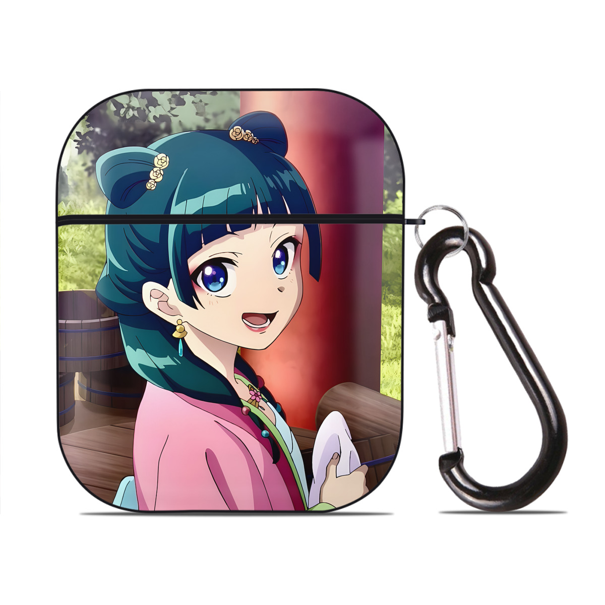 （画像用） 薬屋のひとりごと The Apothecary Diaries AirPods 第2世代保護ケース ハードシェル ブラック 耐衝撃・防指紋・カラビナ付き
