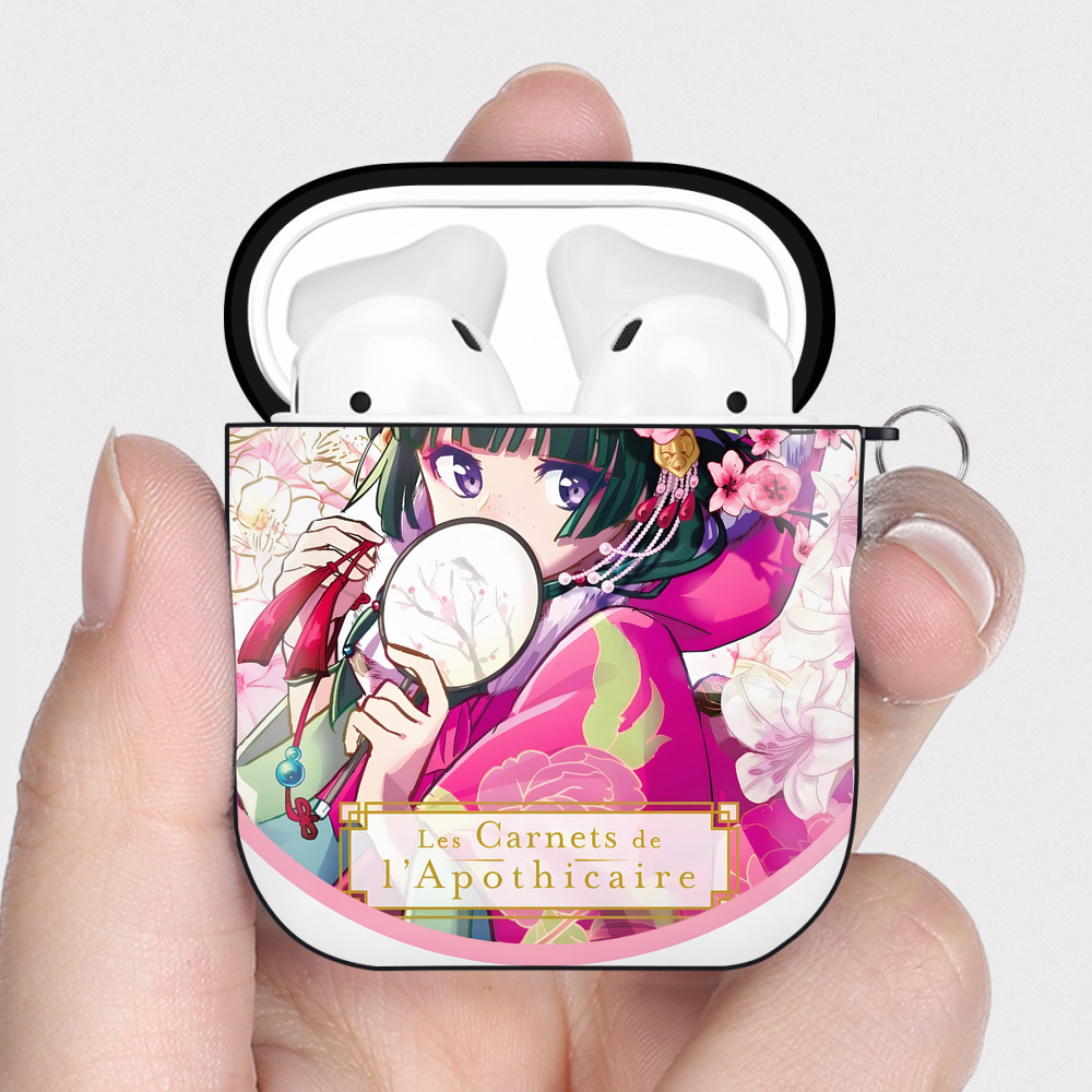 （画像用） 薬屋のひとりごと The Apothecary Diaries AirPods 第2世代保護ケース ハードシェル ブラック 耐衝撃・防指紋・カラビナ付き