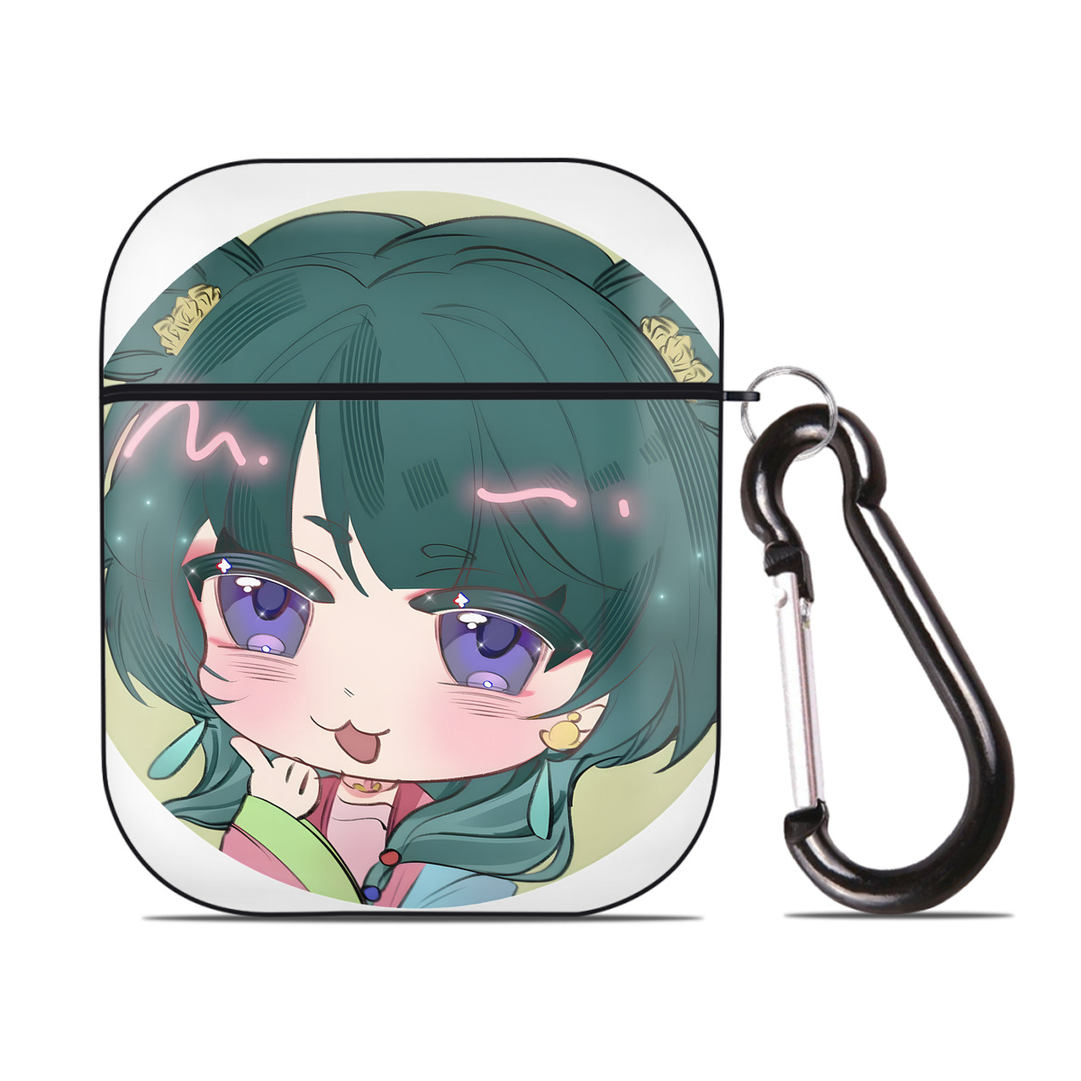 （画像用） 薬屋のひとりごと The Apothecary Diaries AirPods 第2世代保護ケース ハードシェル ブラック 耐衝撃・防指紋・カラビナ付き