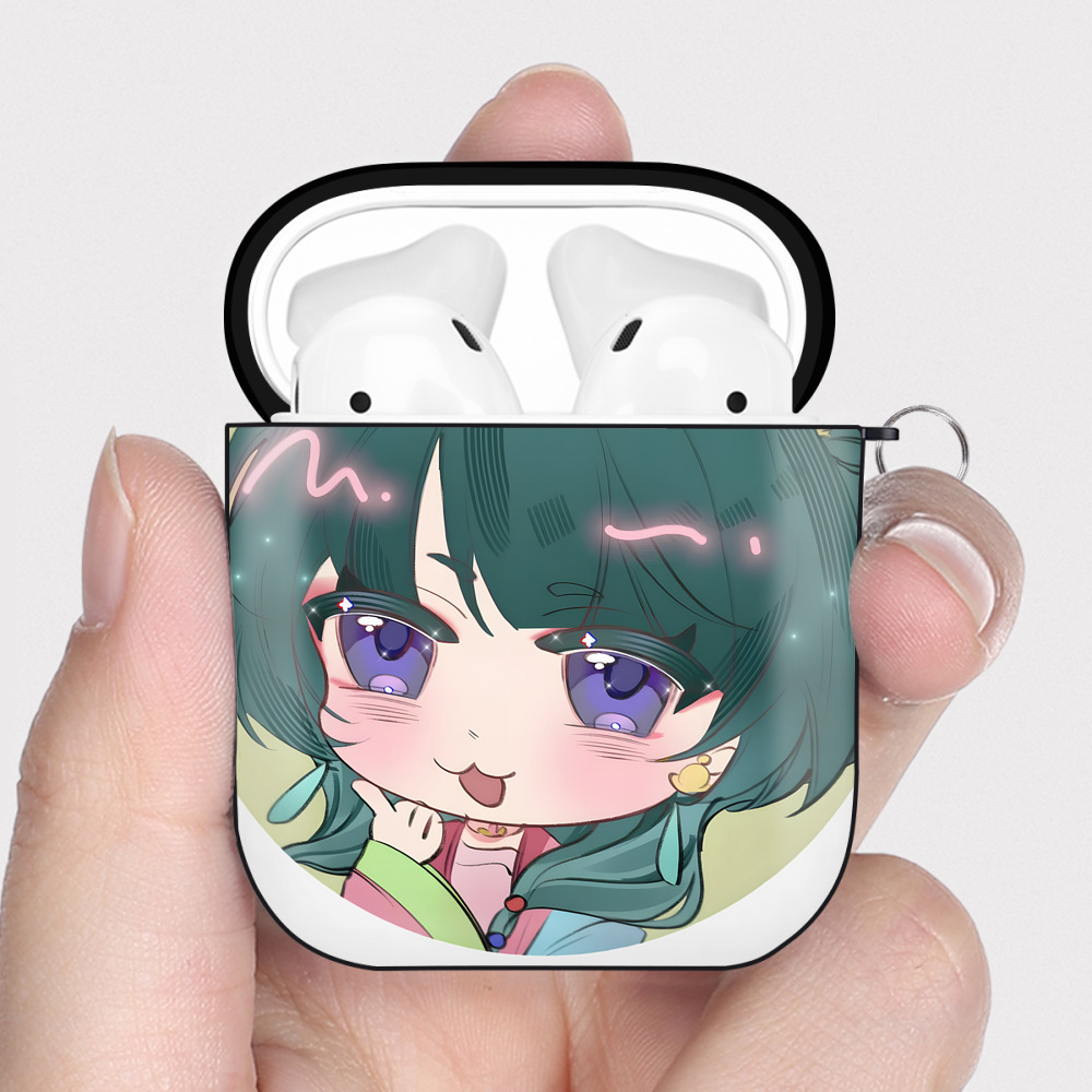 （画像用） 薬屋のひとりごと The Apothecary Diaries AirPods 第2世代保護ケース ハードシェル ブラック 耐衝撃・防指紋・カラビナ付き