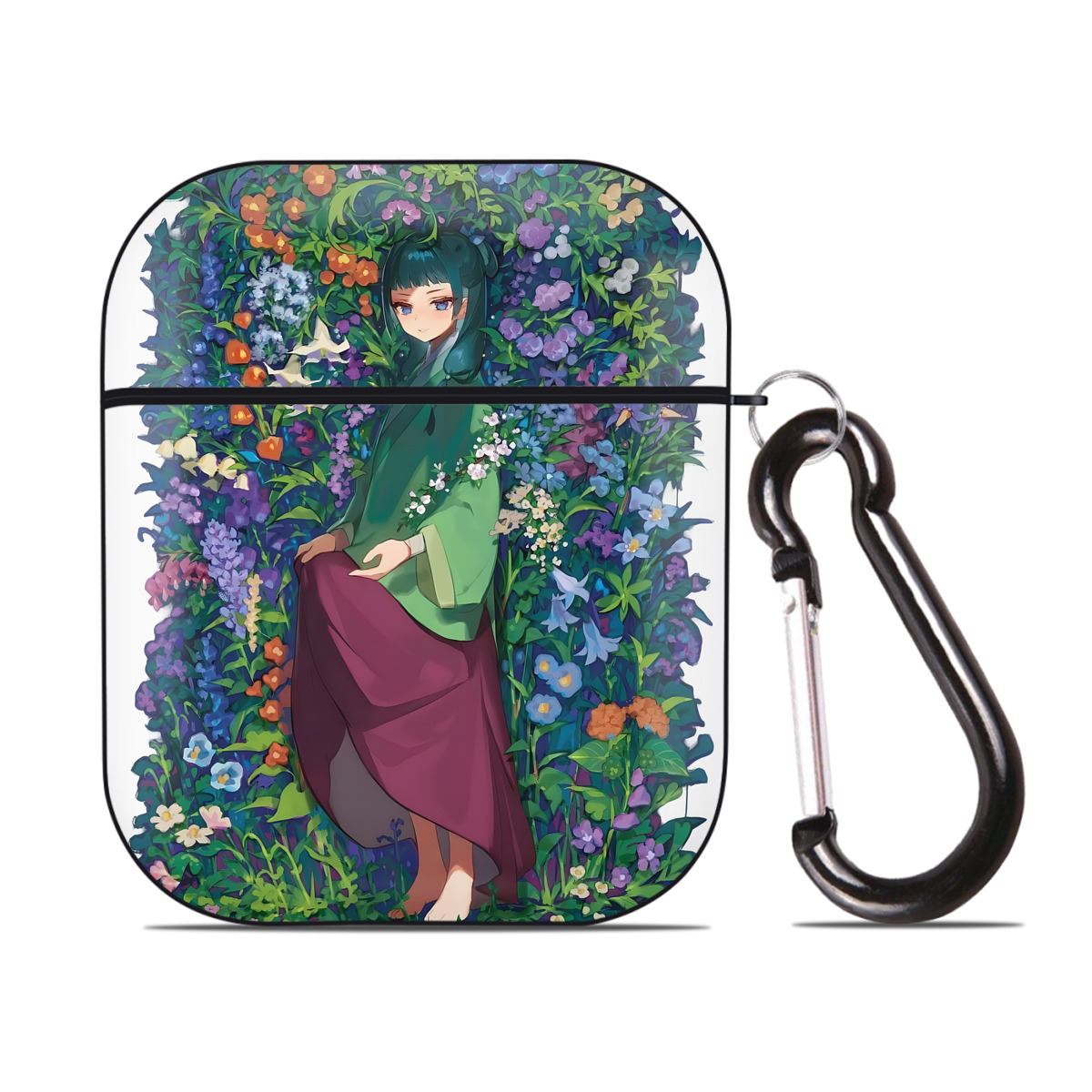 （画像用） 薬屋のひとりごと The Apothecary Diaries AirPods 第2世代保護ケース ハードシェル ブラック 耐衝撃・防指紋・カラビナ付き