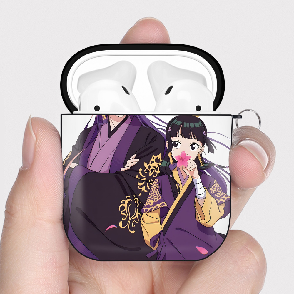 （画像用） 薬屋のひとりごと The Apothecary Diaries AirPods 第2世代保護ケース ハードシェル ブラック 耐衝撃・防指紋・カラビナ付き