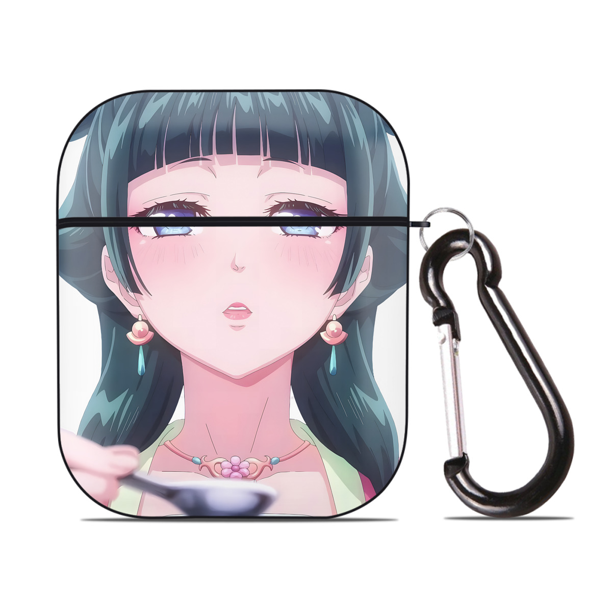 （画像用） 薬屋のひとりごと The Apothecary Diaries AirPods 第2世代保護ケース ハードシェル ブラック 耐衝撃・防指紋・カラビナ付き