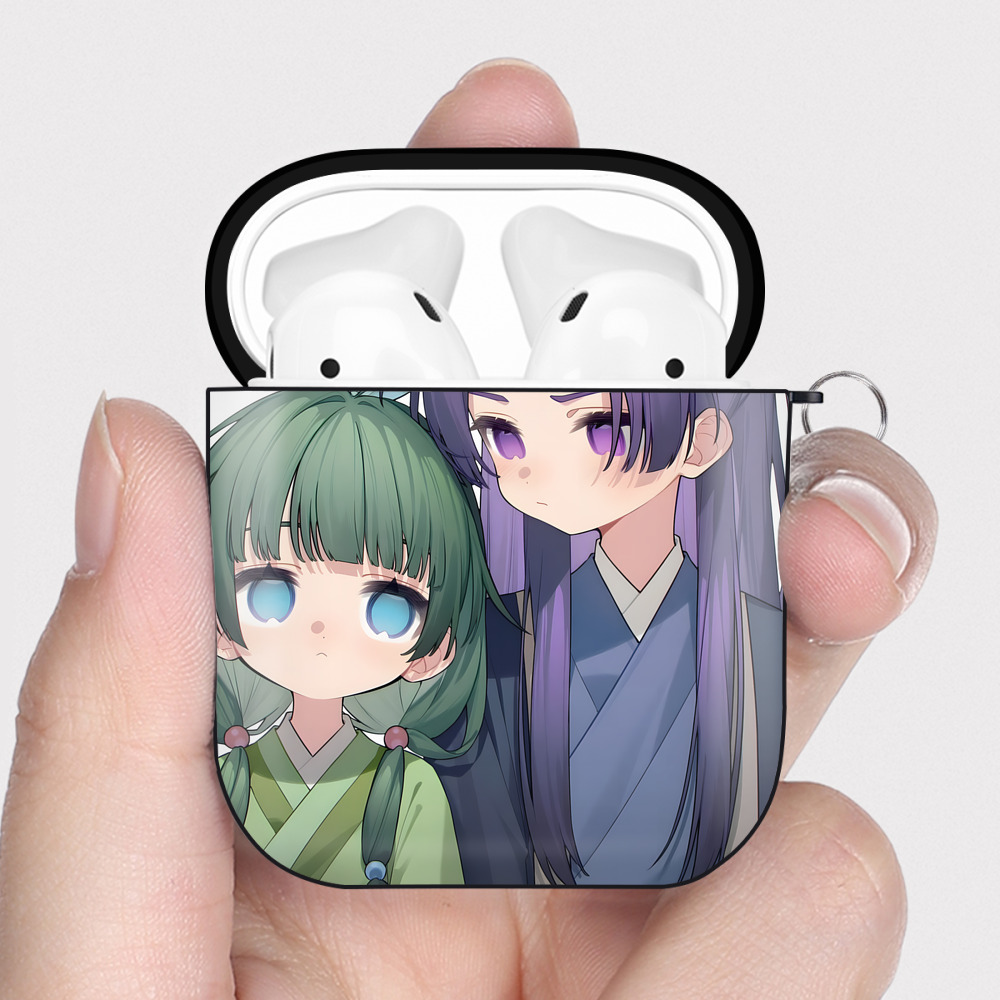 （画像用） 薬屋のひとりごと The Apothecary Diaries AirPods 第2世代保護ケース ハードシェル ブラック 耐衝撃・防指紋・カラビナ付き